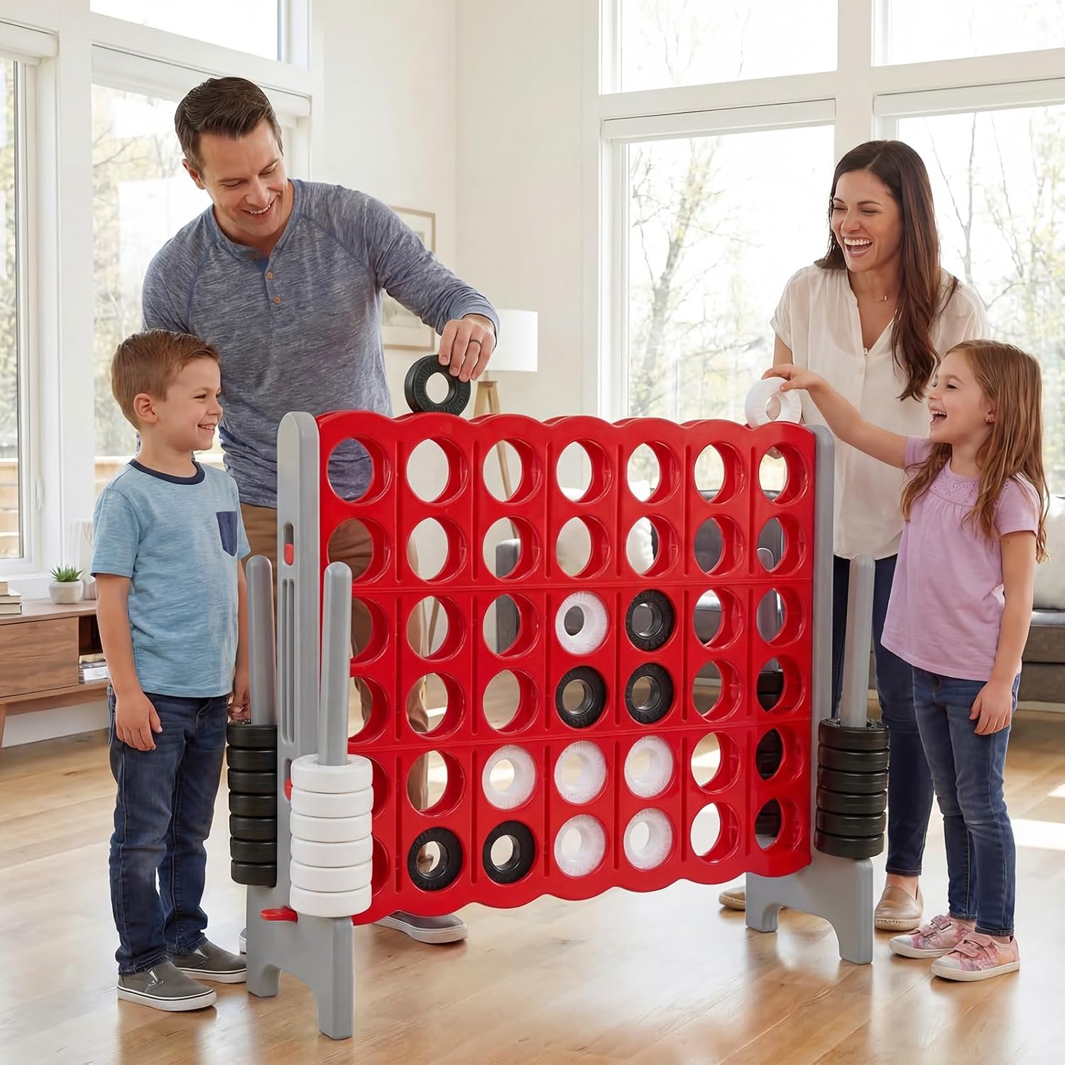 Costzon Giant 4-in-A-Row, Jumbo 4-to-Score Giant Game Set for Kids & Adults, Indoor Outdoor Yard Connect Game