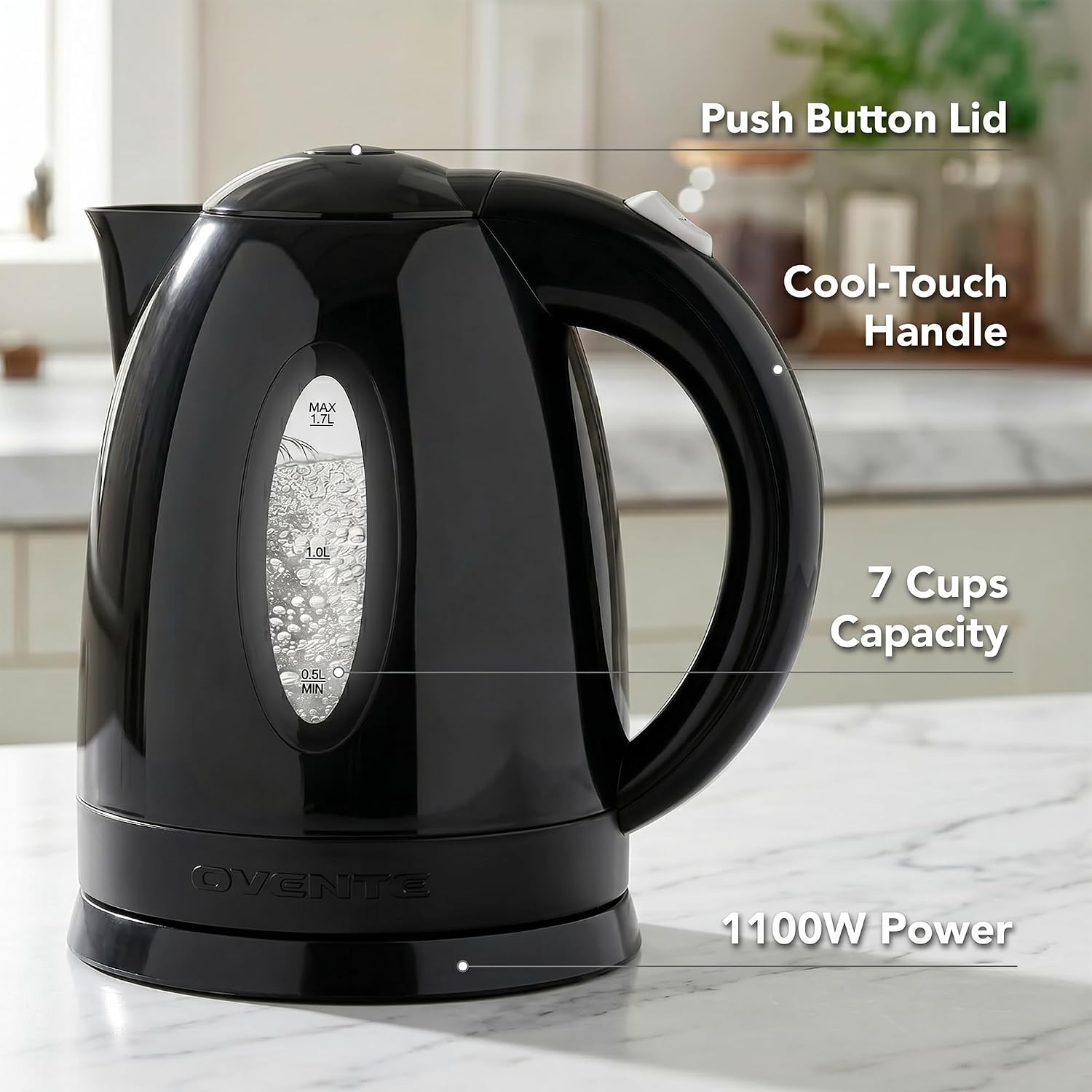 OVENTE 1.7L Electric Kettle with 1100W Fast Boiling Water, Green KP72G