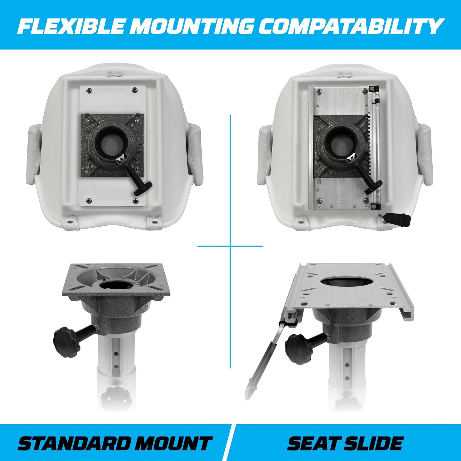 Wise 8WD007-3-710 Offshore Series Deluxe Pilot Chair Cushions with Armrests - White | Roto-molded marine plastic frame, 28 oz vinyl