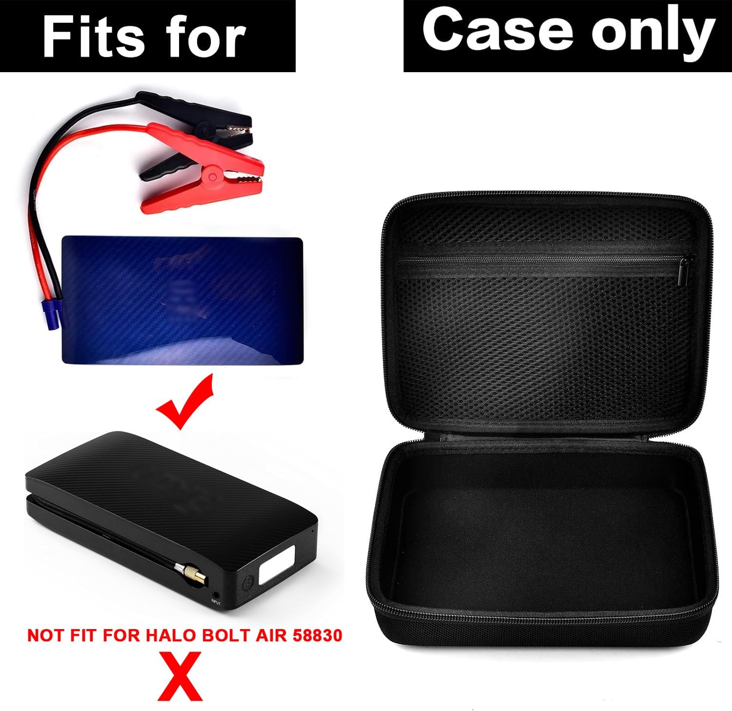 Comecase Case for HALO Bolt 58830/57720 mWh Charger and Jump Starter | Hard EVA and Mesh Pocket Protect and Organize AC Plug, Car Charger and Cables