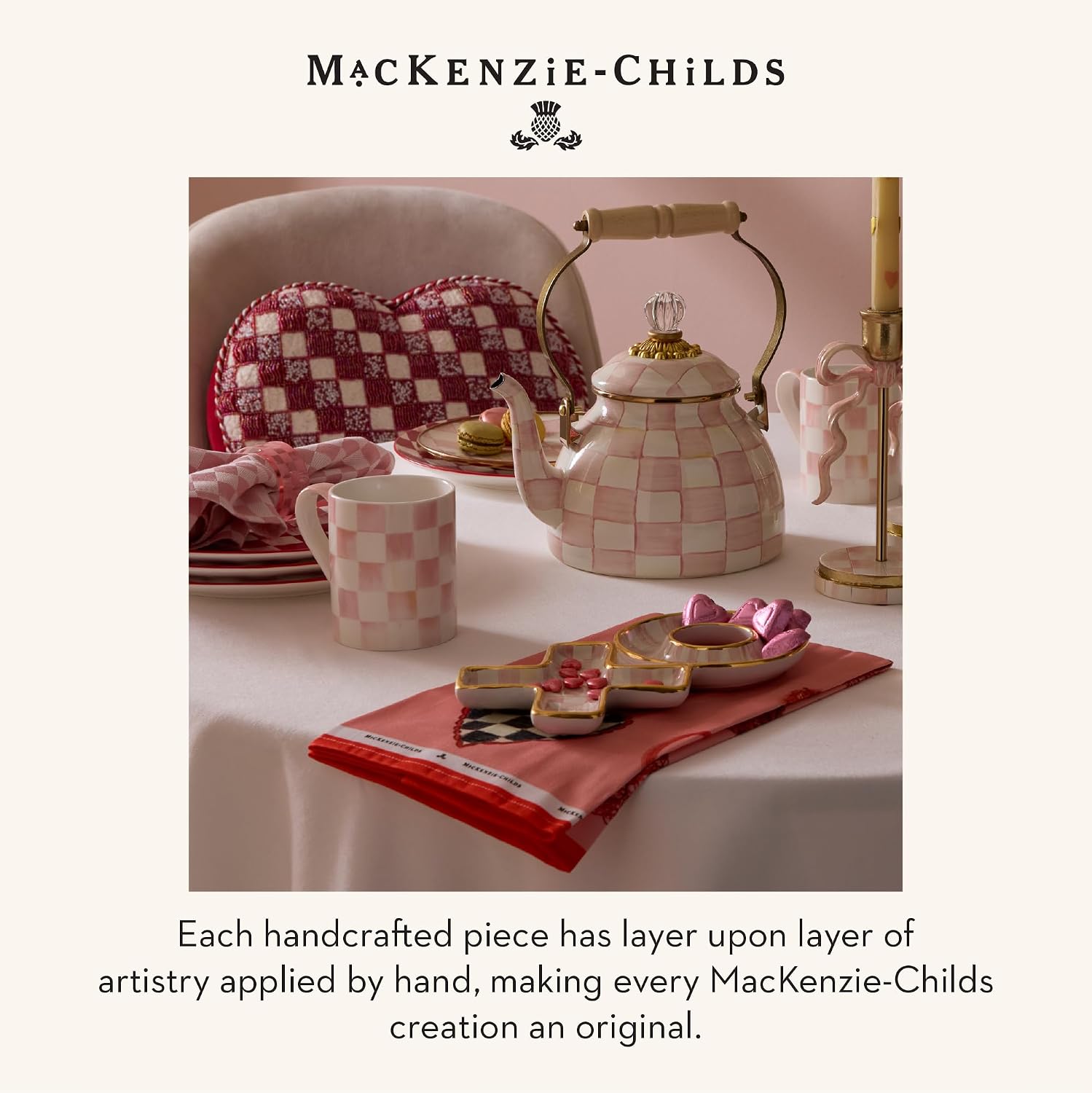 MACKENZIE-CHILDS Cotton Dish Towel, Hydrangea Tea Kettle