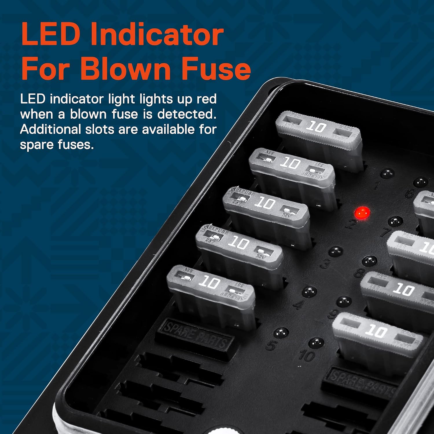 True Mods 10 Way Waterproof Fuse Box for Automotive [ATC/ATO Blade Fuses] [250 Amp] [Up to 25A per Socket] [LED Indicator] [12V - 32V DC] Auto