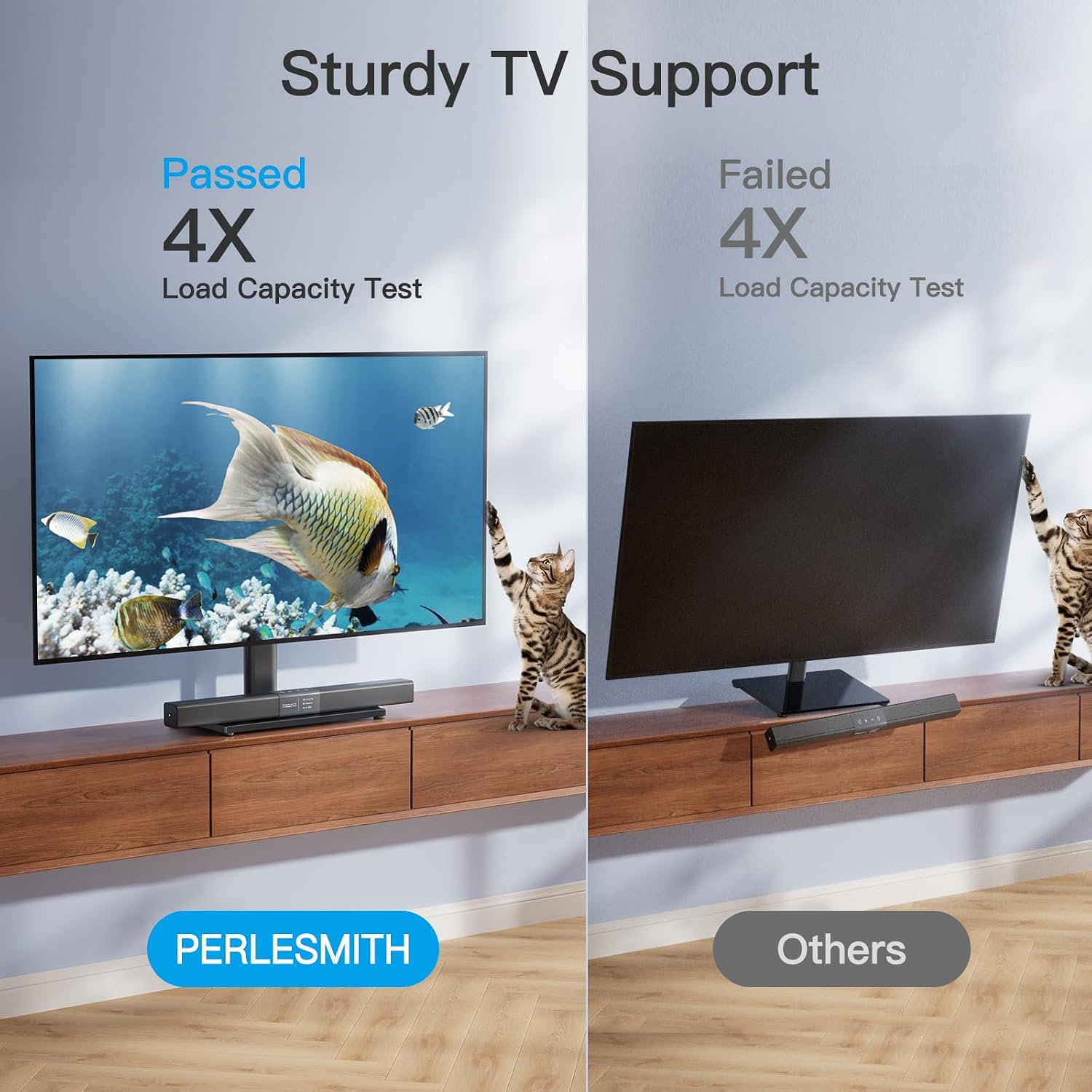 PERLESMITH Universal TV Stand Legs for 32-70 inch TVs up to 99 lbs, Height Adjustable Tabletop Television Stand Mount, Universal TV Base for Livingroom & Bedroom, VESA 400x400mm PSTVS04-N2