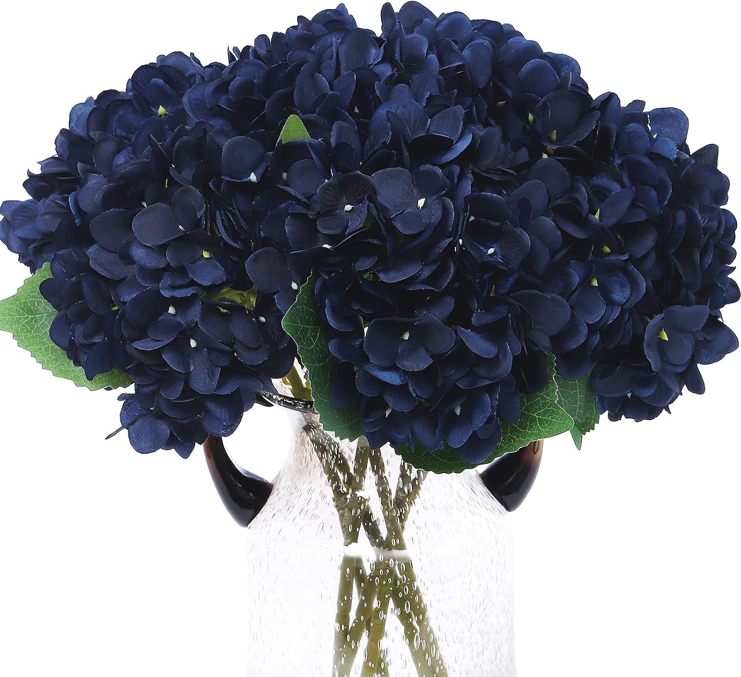 Kimura's Cabin 6pcs Silk Hydrangeas Artificial Flowers,Deep Lake Blue