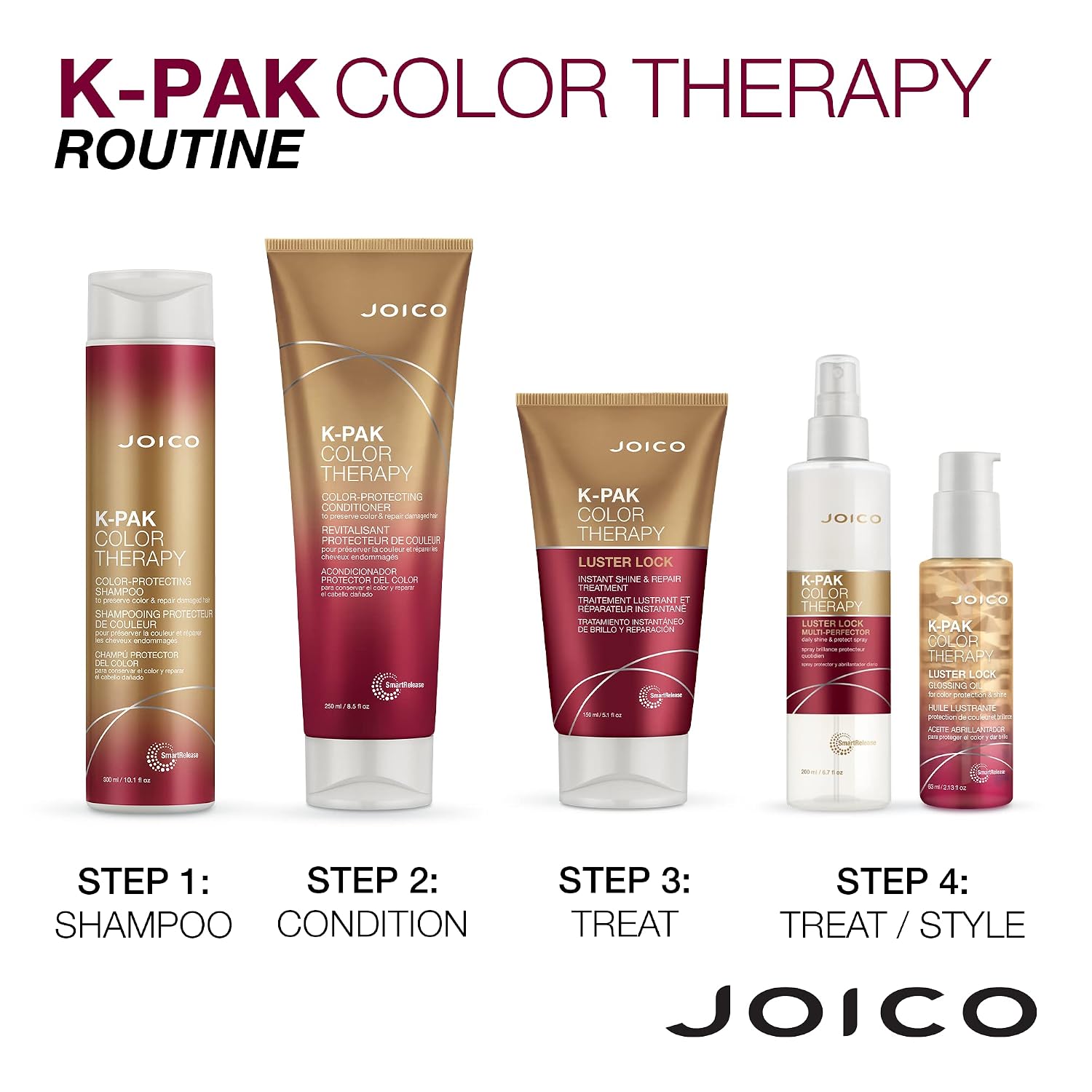 Joico K-PAK Color Therapy Color-Protecting Shampoo & Conditioner Set | For Color-Treated Hair | Boost Shine | Improve Elasticity | Repair Breakage | Rebuild Damaged Hair | With Keratin & Argan Oil