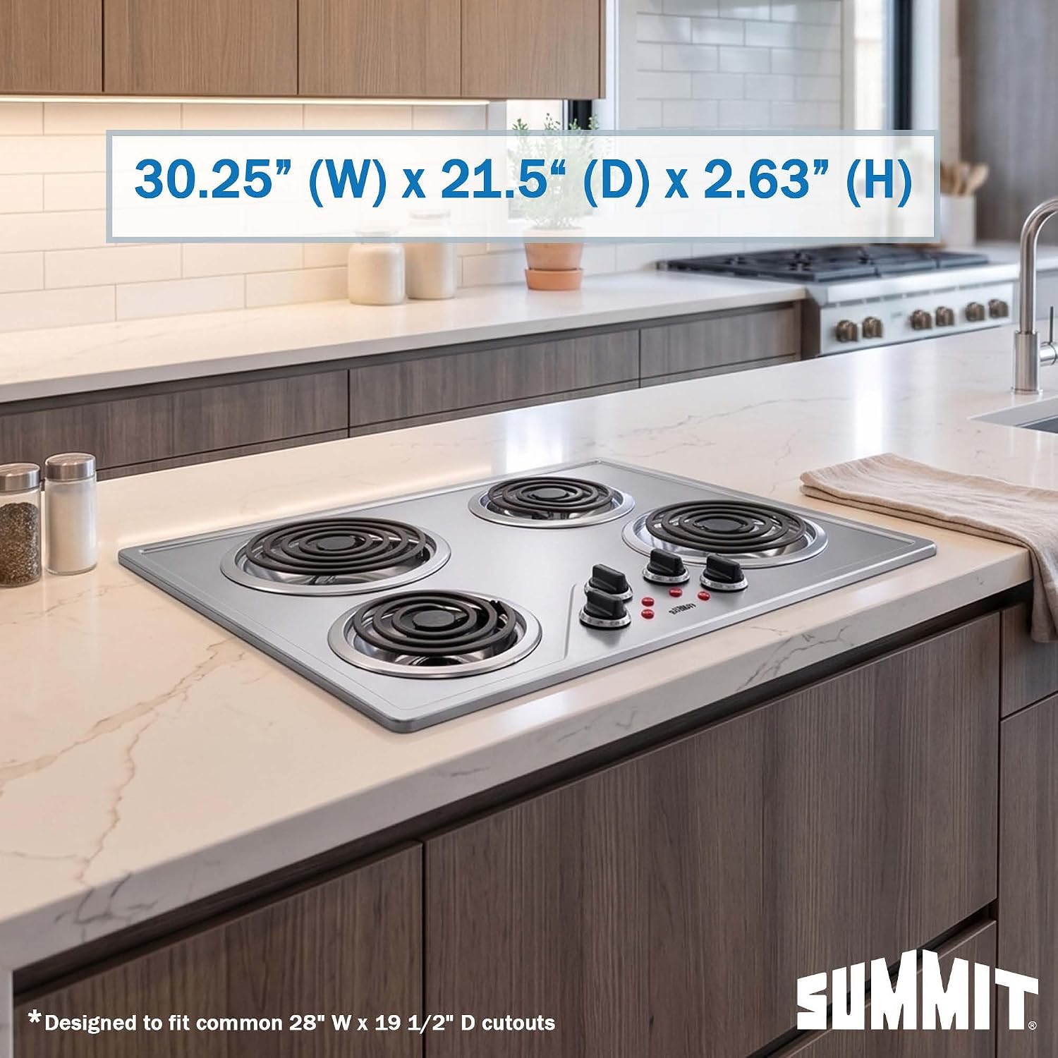 Summit 30" 4 Burner Electric Cooktop Stainless Steel - CR430SS