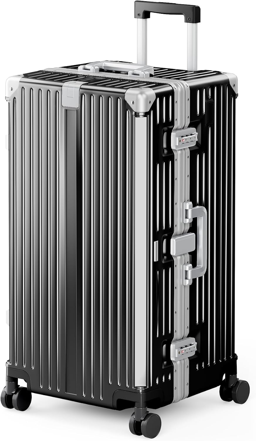 ALPHA CAMP Trunk Luggage 28 Inch with Aluminum Frame Zipperless Suitcase | Large Checked Thickened 3-Layer PC Hardside Luggage with TSA Lock,Charging Port,Cup Holder and Spinner Wheels for Travel