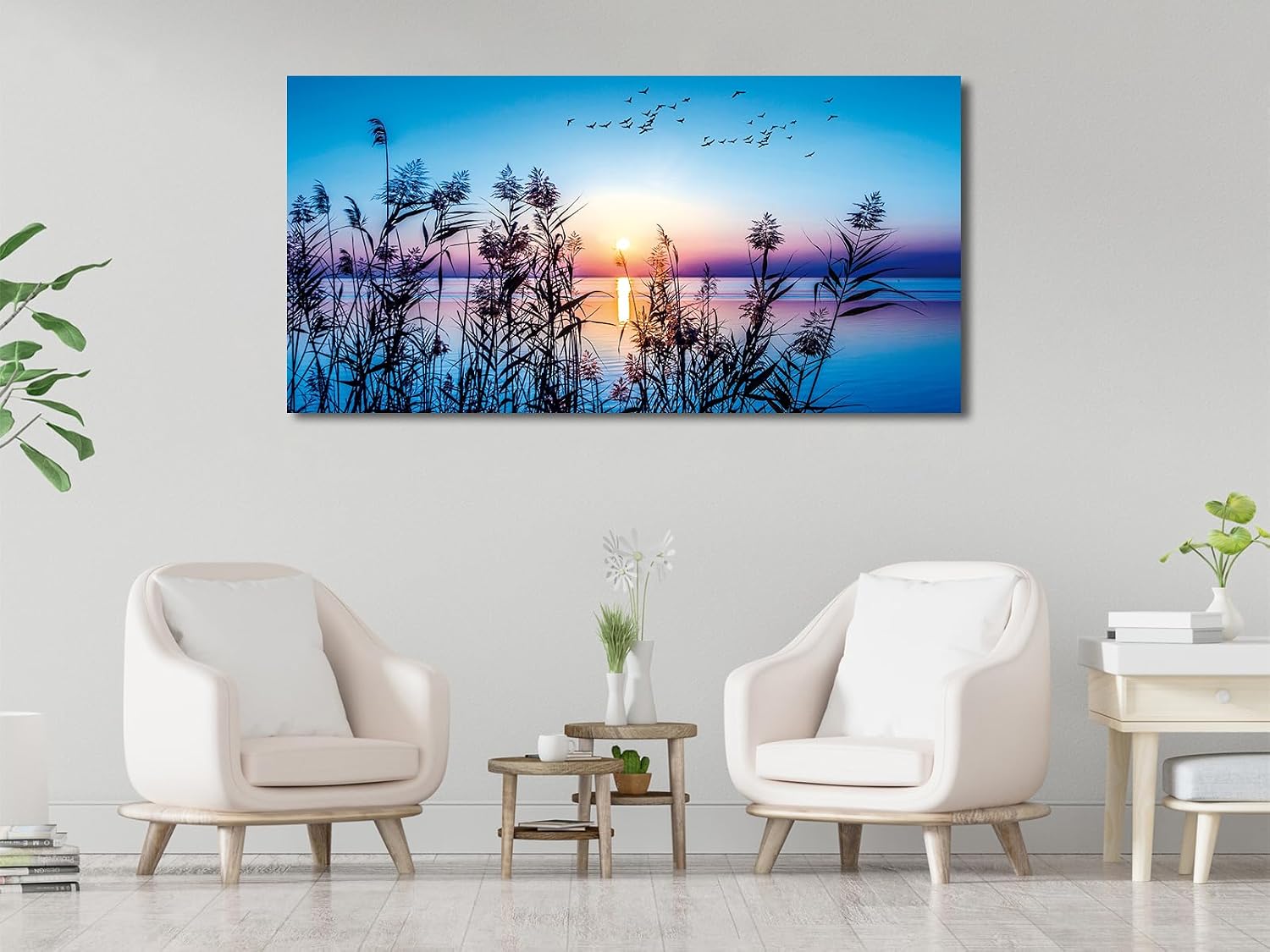 arteWOODS Ocean Wave Canvas Wall Art Beach Sunset Pictures Coastal Nature Artwork Blue Sea Painting Prints for Living Room Bedroom Home Office Decoration 20" x 40"