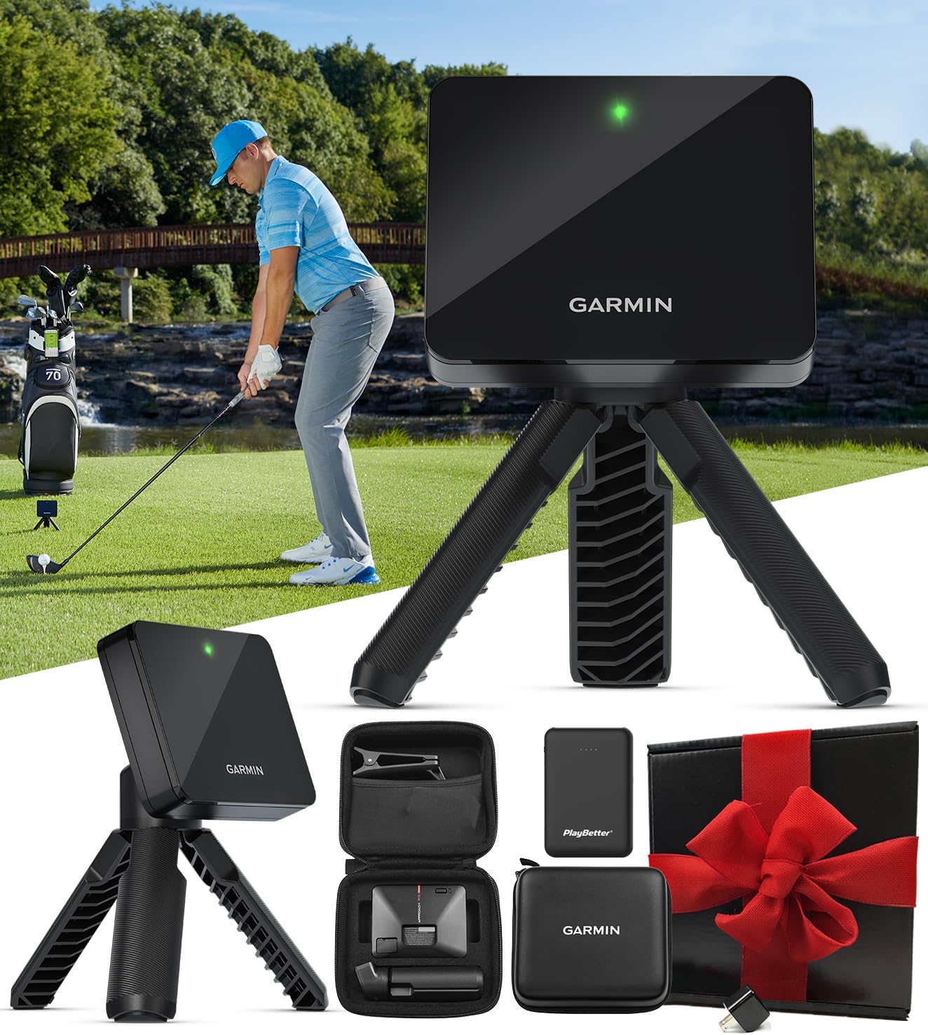 Garmin Approach R10 Portable Golf Launch Monitor & Simulator Gift Box | Great for Home, Outdoor & Indoor
