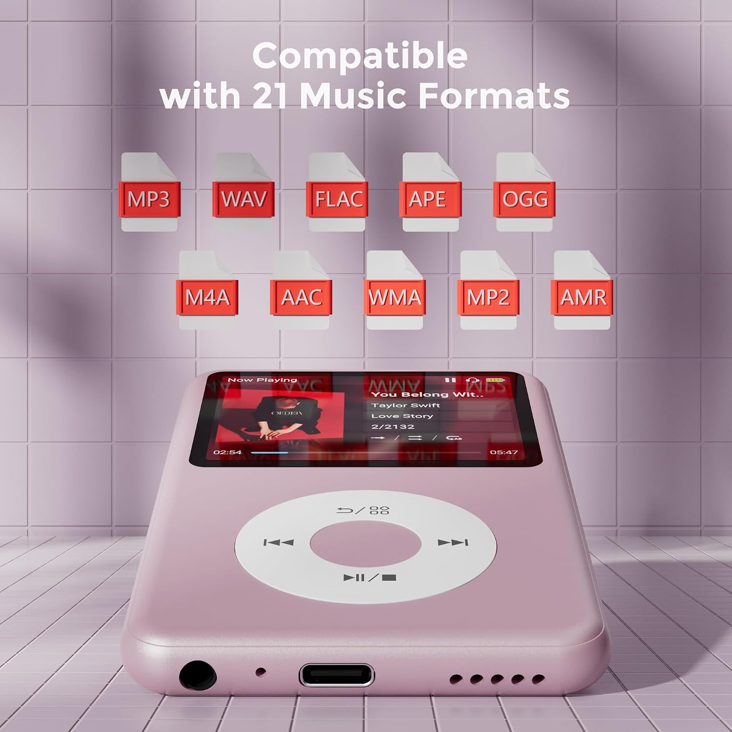 MP3 Player with Bluetooth 128GB Portable Music Digital Players Supports Playlist Audiobook Video Nice Gadget for Kids Black