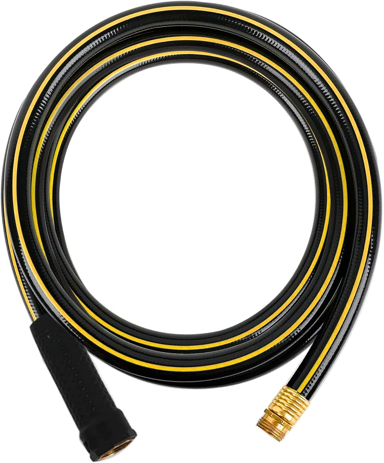 Solution4Patio Long Black Garden Hose 3/4 in. x 50 ft. -Heavy Duty Durable Flexible Lightweight Water Pipe -Brass Aluminum Ends for Household & Commercial -Kink Free, No Leaking, Male/Female Fittings