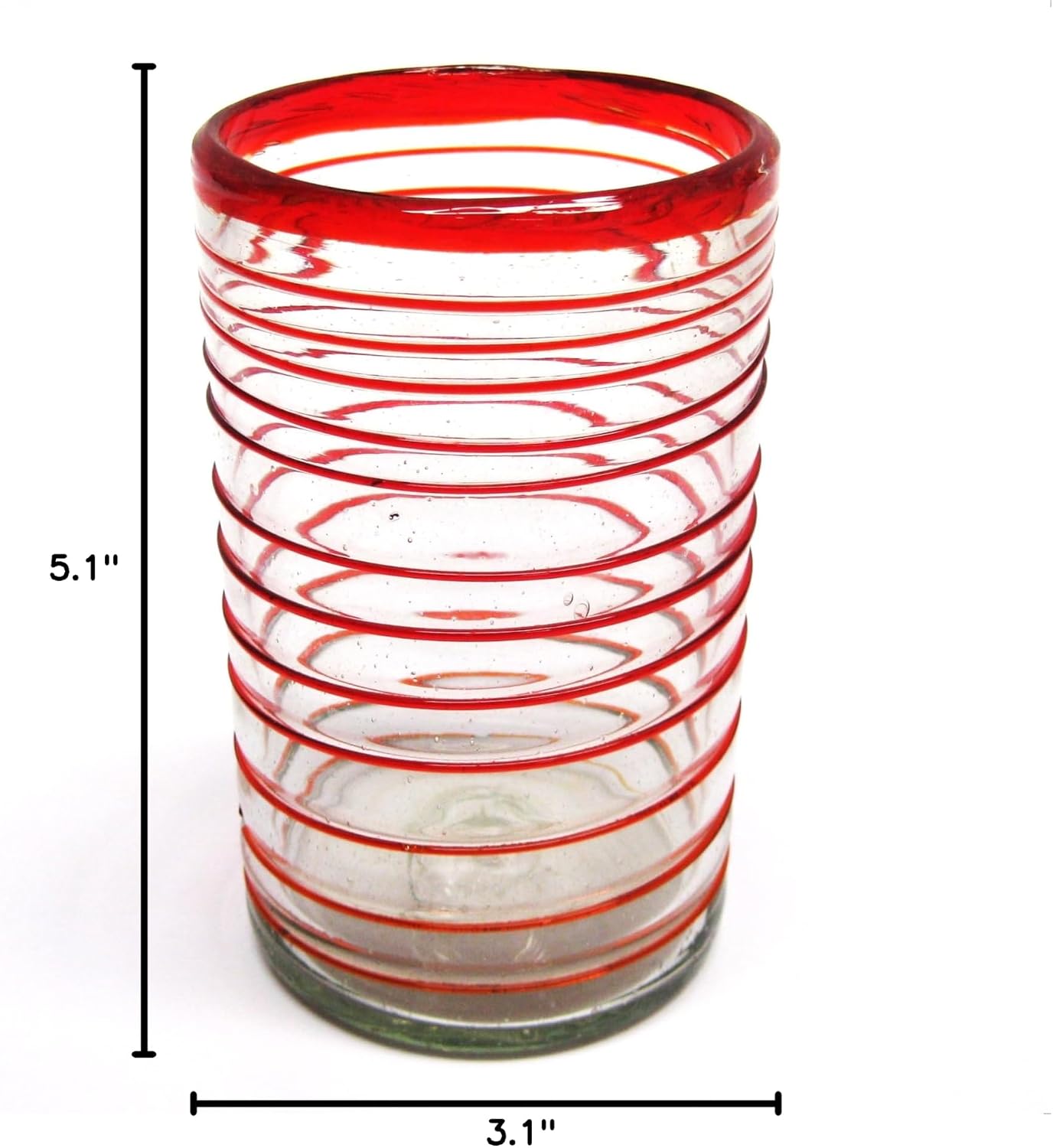 Cobalt Blue Spiral 14 oz Drinking Glasses (set of 6), Recycled Glass, Lead-free, Toxin-Free (Drinking)