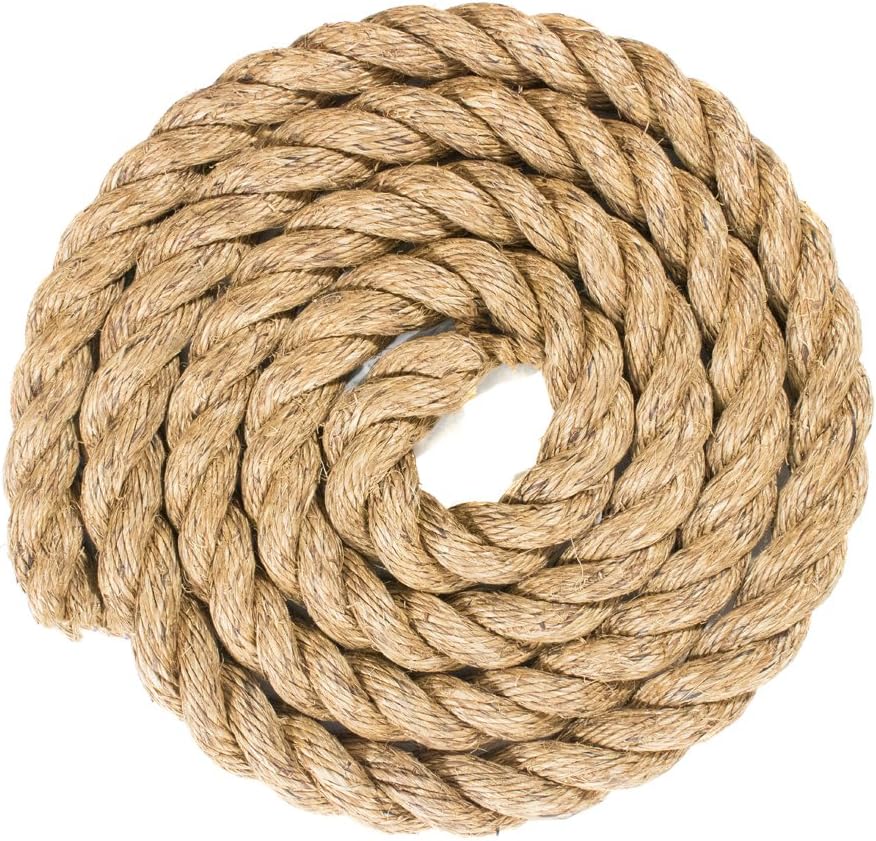 Twisted Manila Hemp Rope (1 Inch x 25 Feet)
