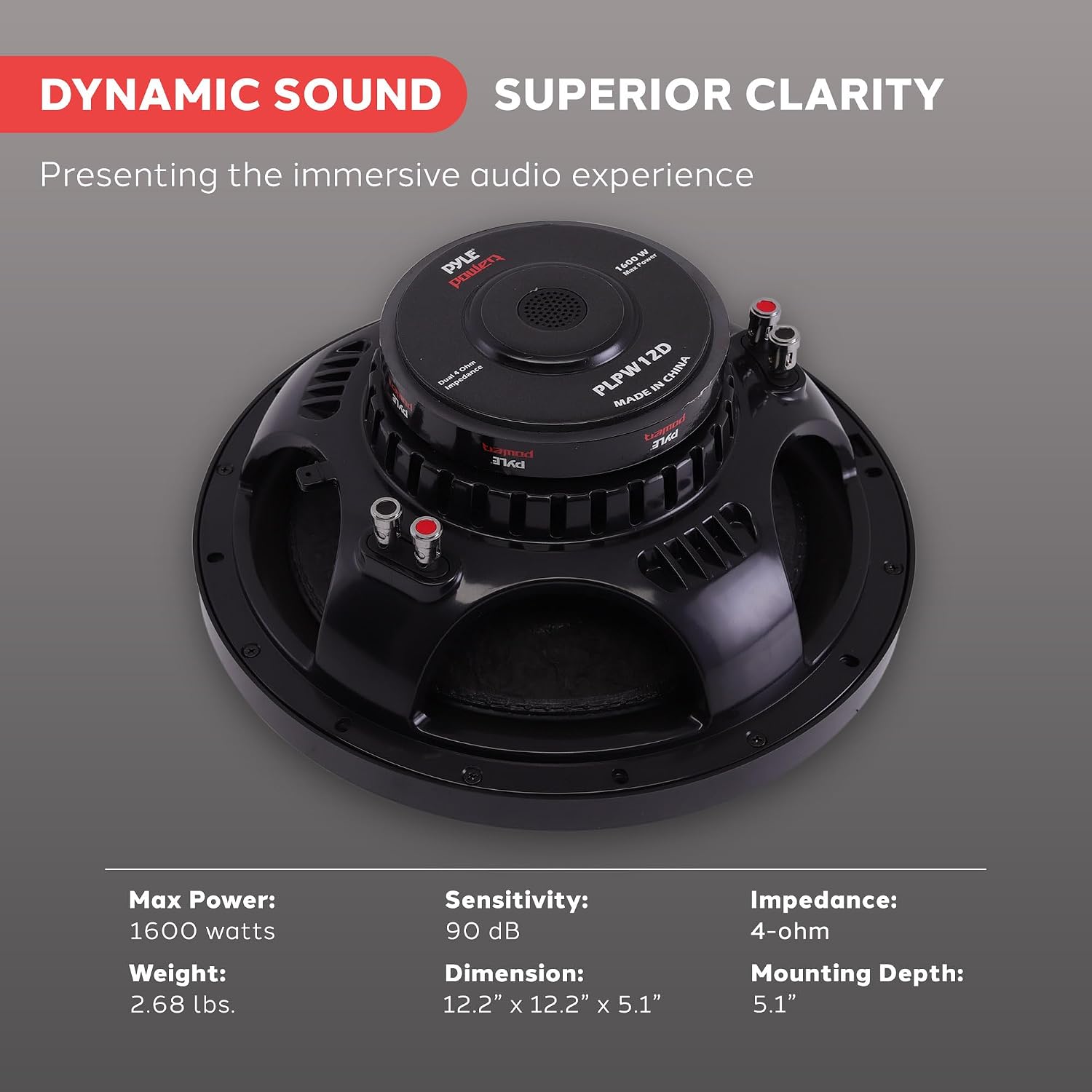 Pyle 8" Car Subwoofer Speaker - 800 Watt Dual 4 Ohm Voice Coil, Treated Foam Surround, Non-Pressed Paper Cone, 60oz Magnet - Powerful Vehicle Audio Bass Woofer for Car Stereo Systems - PLPW8D (Black)