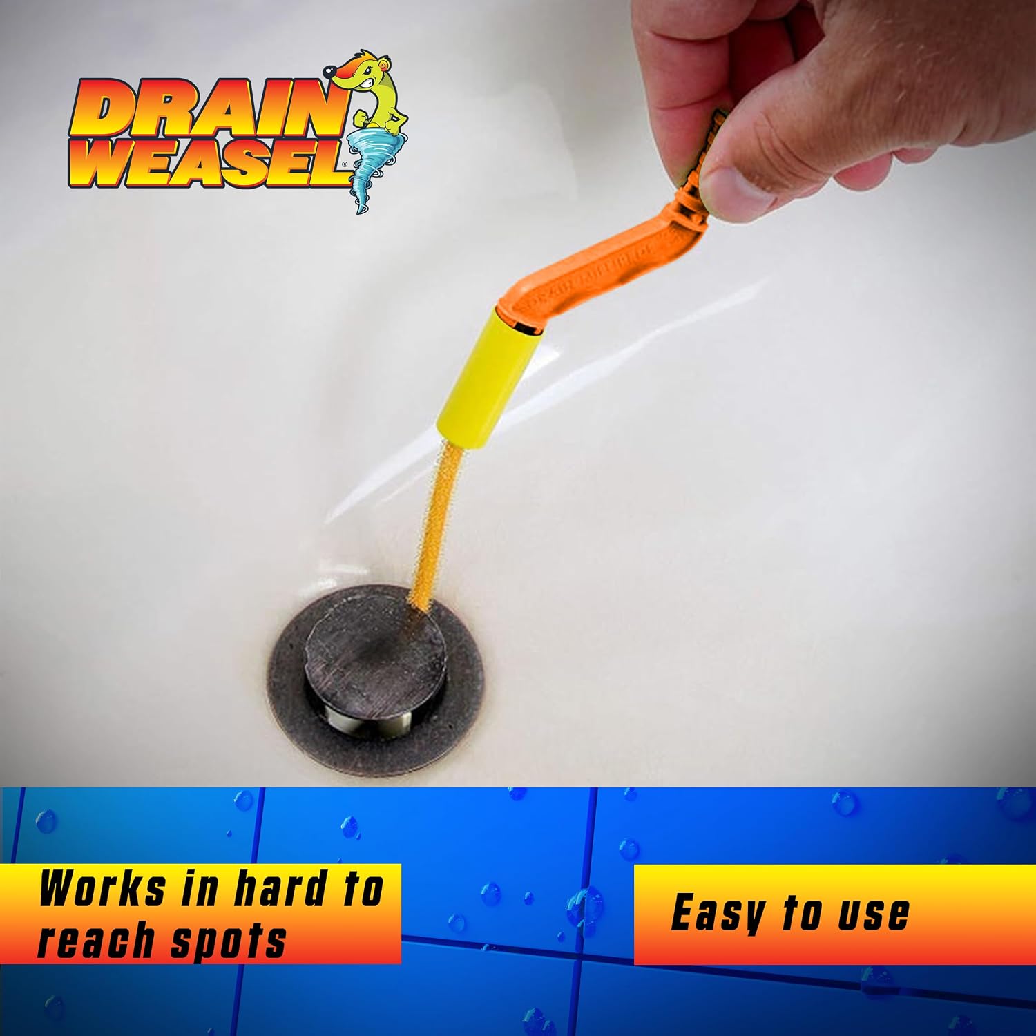 FlexiSnake Drain Weasel Sink Snake Hair Clog Remover Tool Kit | Sink, Pipe, Bathroom, Bathtub Drain Cleaner, 18-inch Long, Flexible