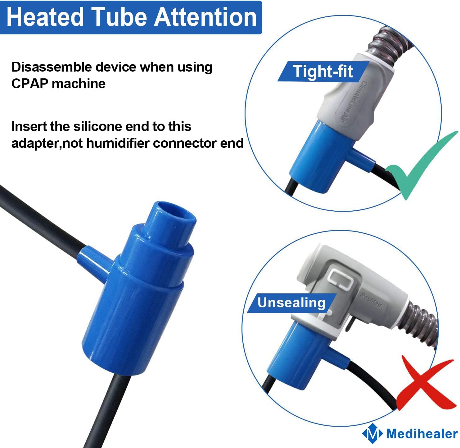 Medihealer Tubing Adapter -Tubing Adapter Compatible with AirSense 10 & for AirCurve 10 Series,for System One Series, for S9/S10 Series Machines