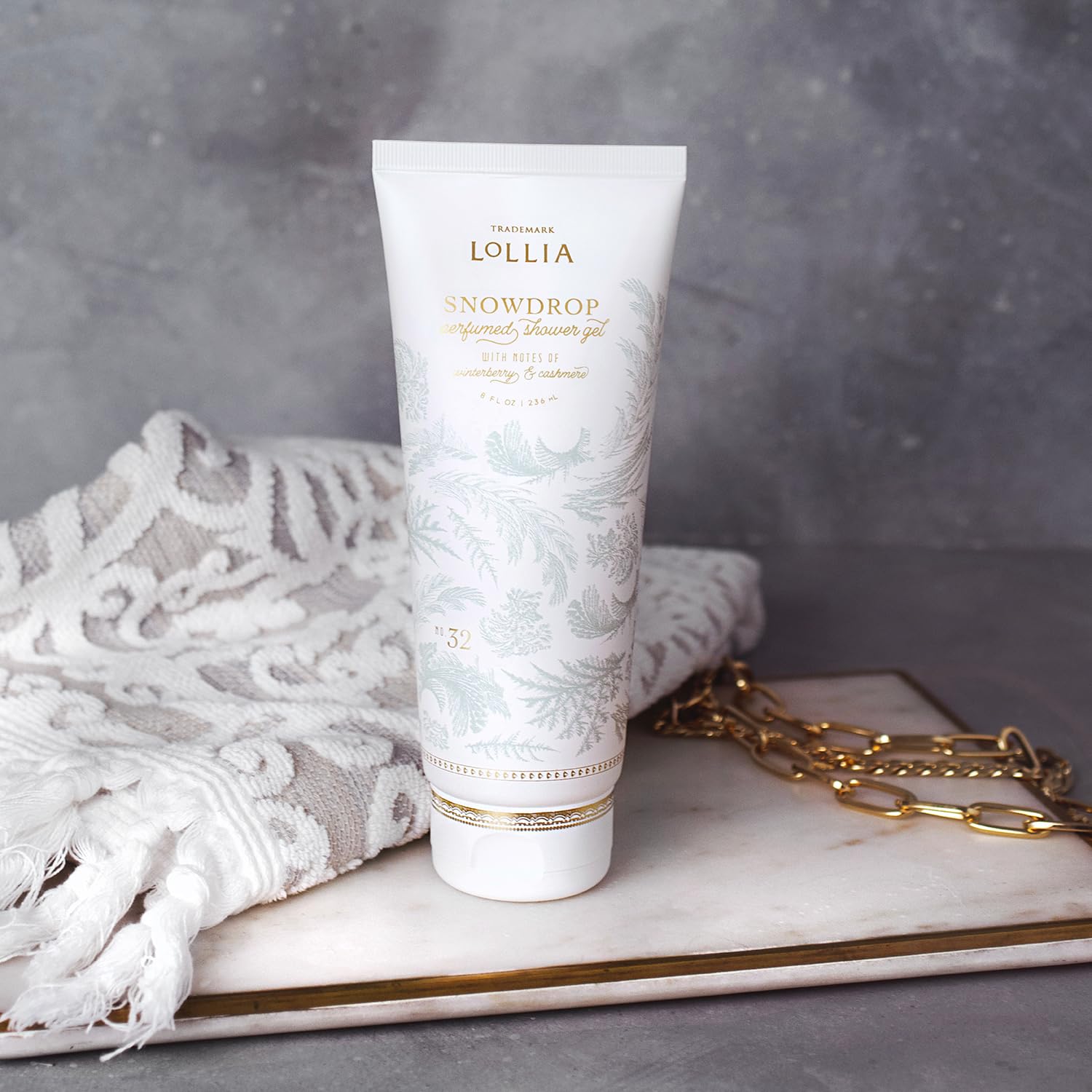 LOLLIA Wish Shower Gel, 8 fl oz, Vanilla Bean, Rice Flower, Jasmine Leaves, & Sugar Cane, Luxury Shea Moisture Hydrating Women's Body Wash, Delicate & Relaxing Scented Bath Soap for Self Care