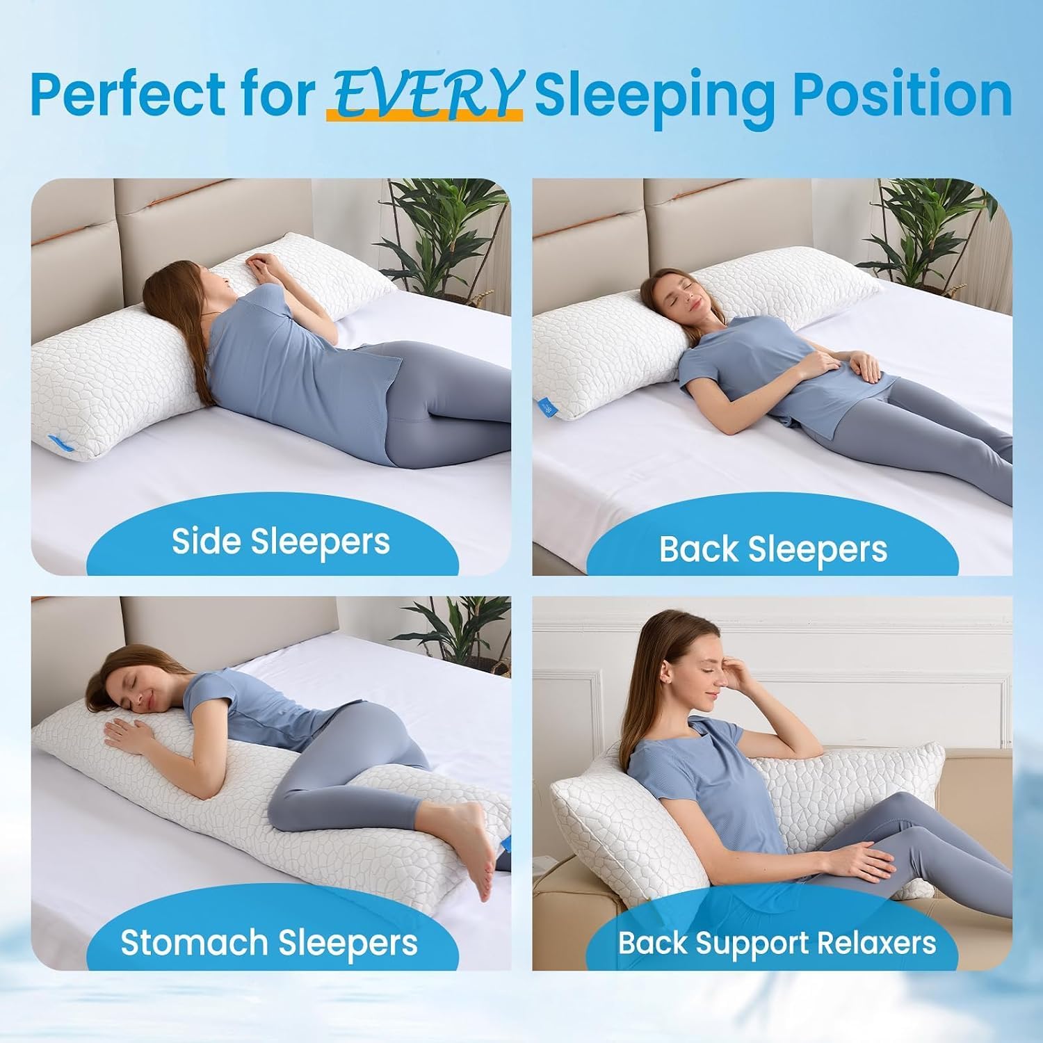 QUTOOL Cooling Pillow for Sleeping, CertiPUR-US Shredded Memory Foam Queen Pillows Set of 2, Cool Pillow for Hot Sleepers Adjustable Firm Pillow for Side, Back, Stomach Sleepers Soft Yet Support,White