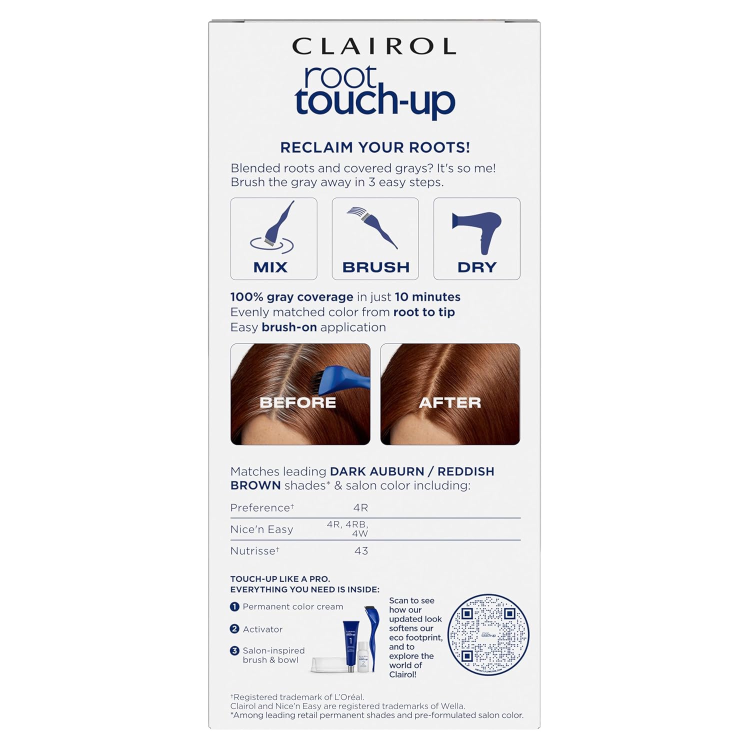 Clairol Root Touch Up Permanent Hair Dye, 6 Light Brown, Pack of 2
