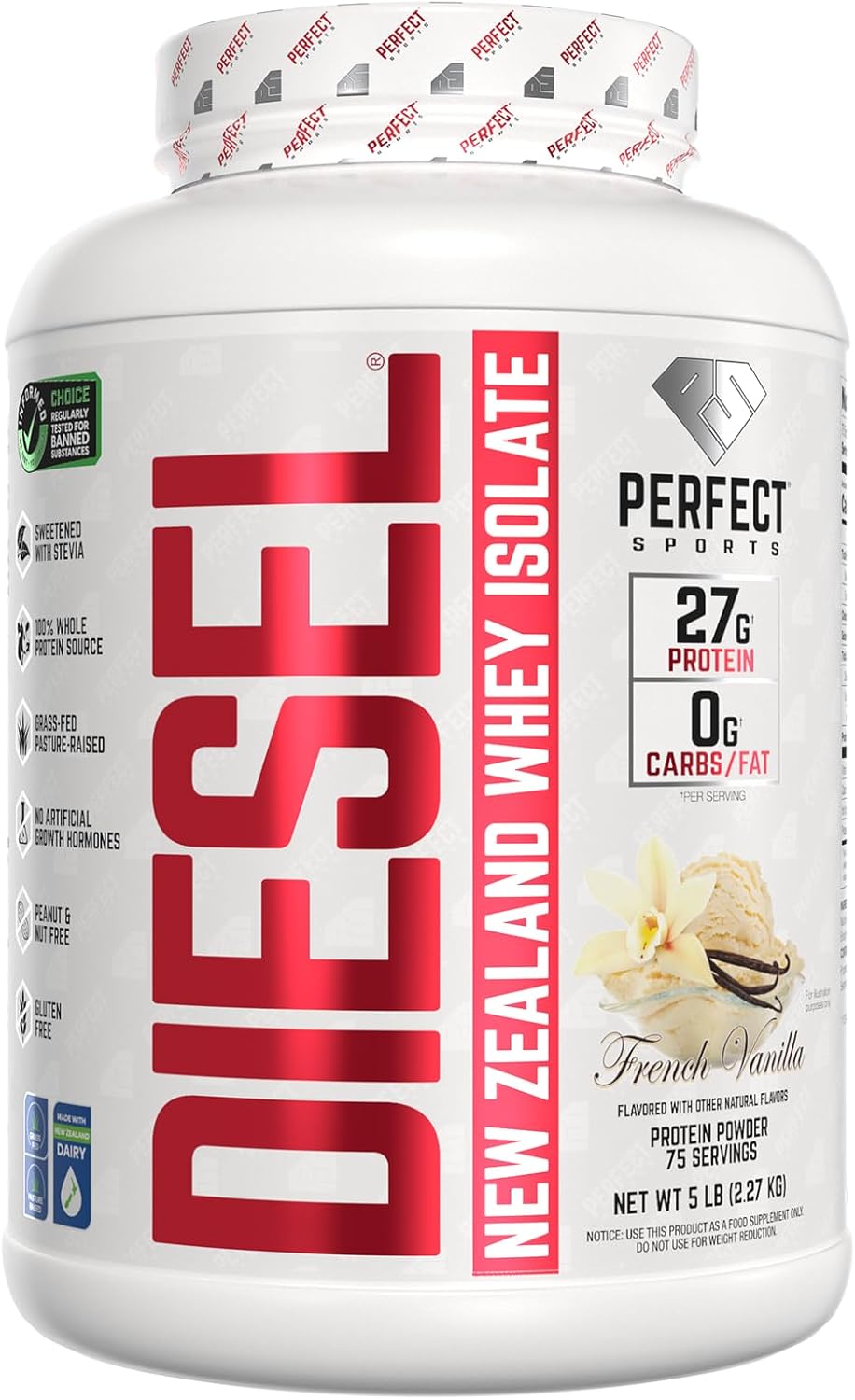 PERFECT SPORTS Diesel Whey Protein Isolate, Milk Chocolate, 2 lb
