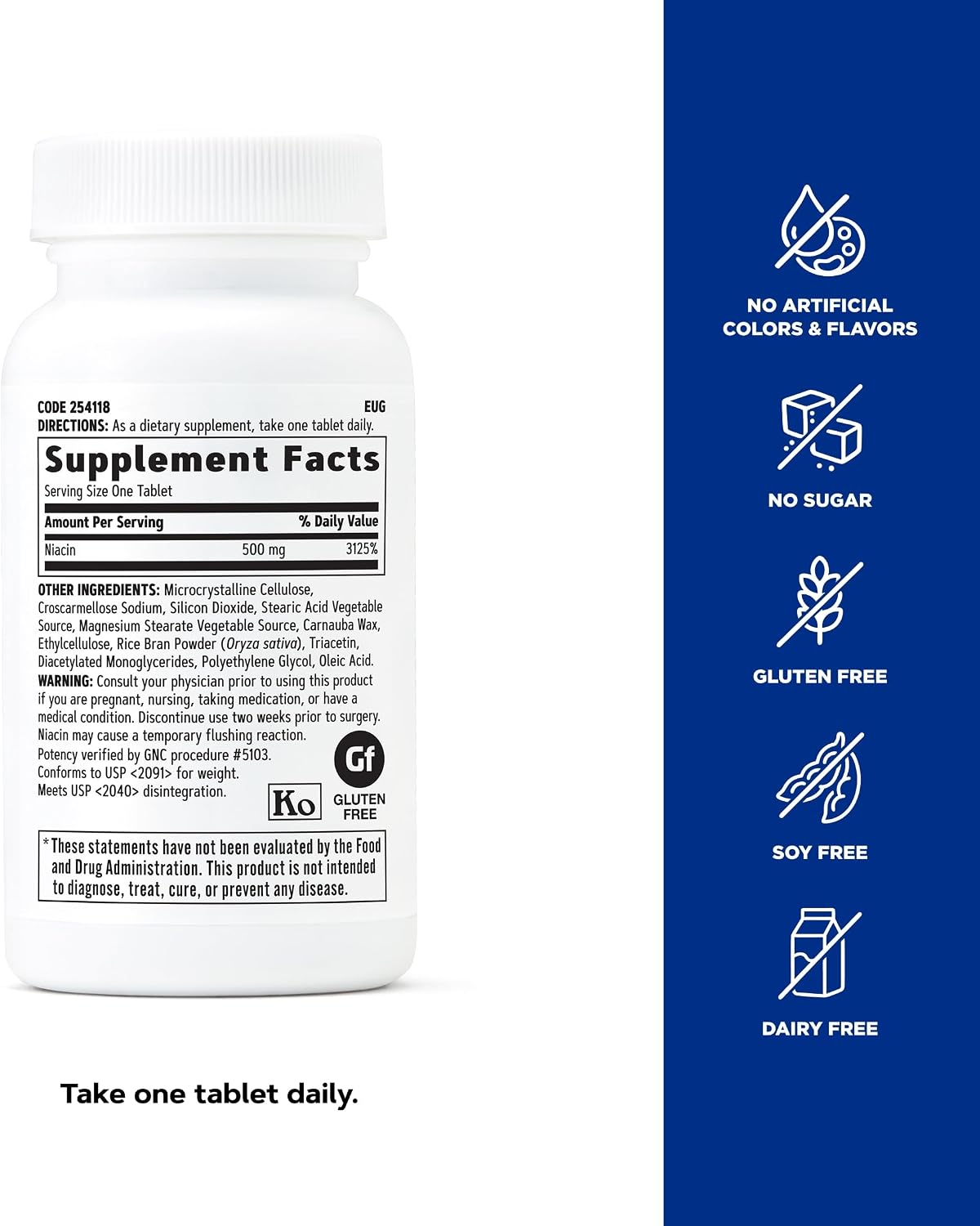 GNC Niacin 500mg Supplement, Supports Blood Vessel Health, 100 Tablets