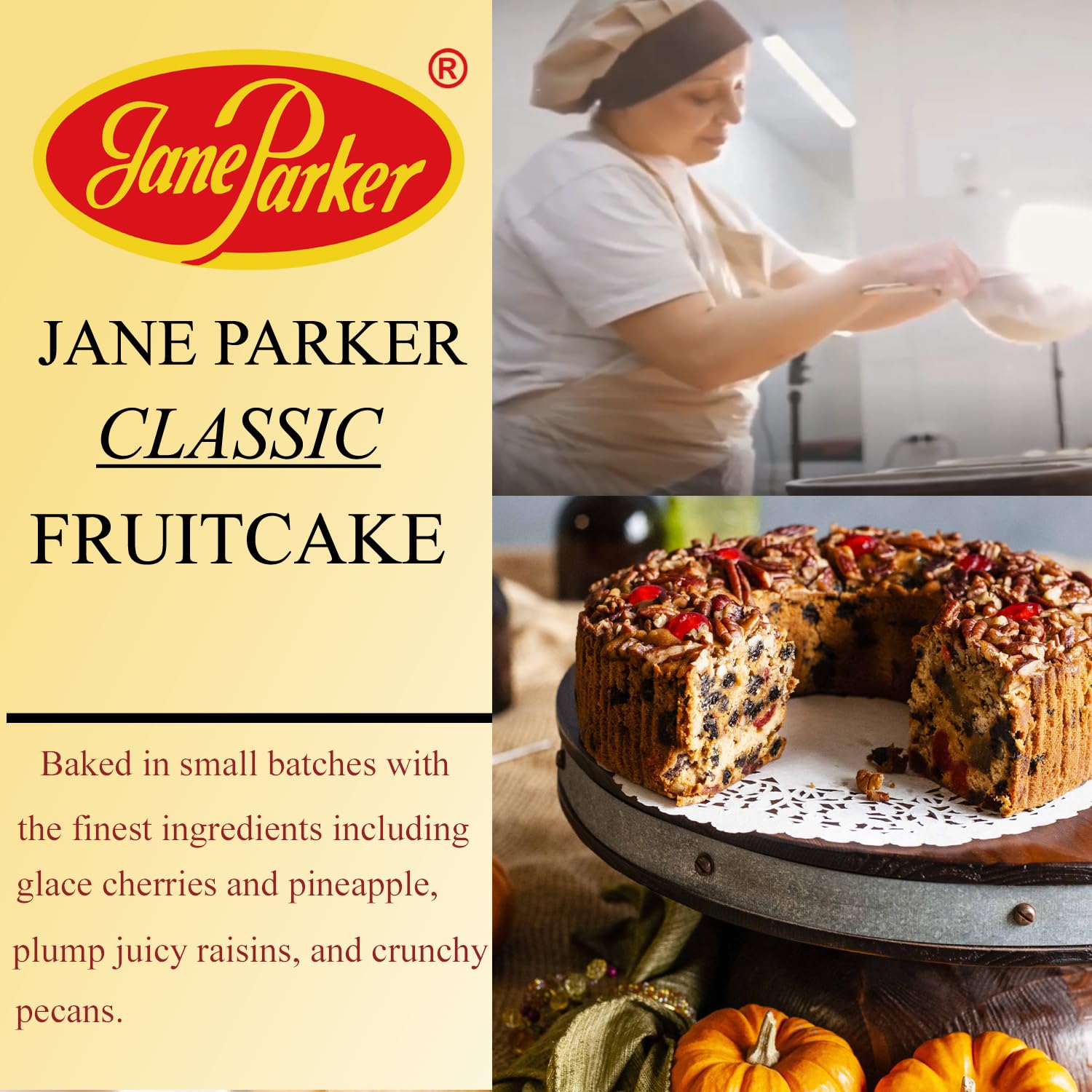 Jane Parker Fruitcake Classic Light Fruit Cake 5 Pound (80 Ounce) Ring in a Collectible Holiday Tin-Holiday-Christmas Cake-The Best Fruitcake You