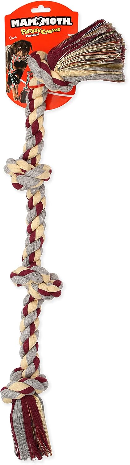 Mammoth Flossy Chews Color Rope Tug – Premium Cotton-Poly Tug Toy for Dogs – Interactive Dog Rope Toy – Tug Dog Chew Toy
