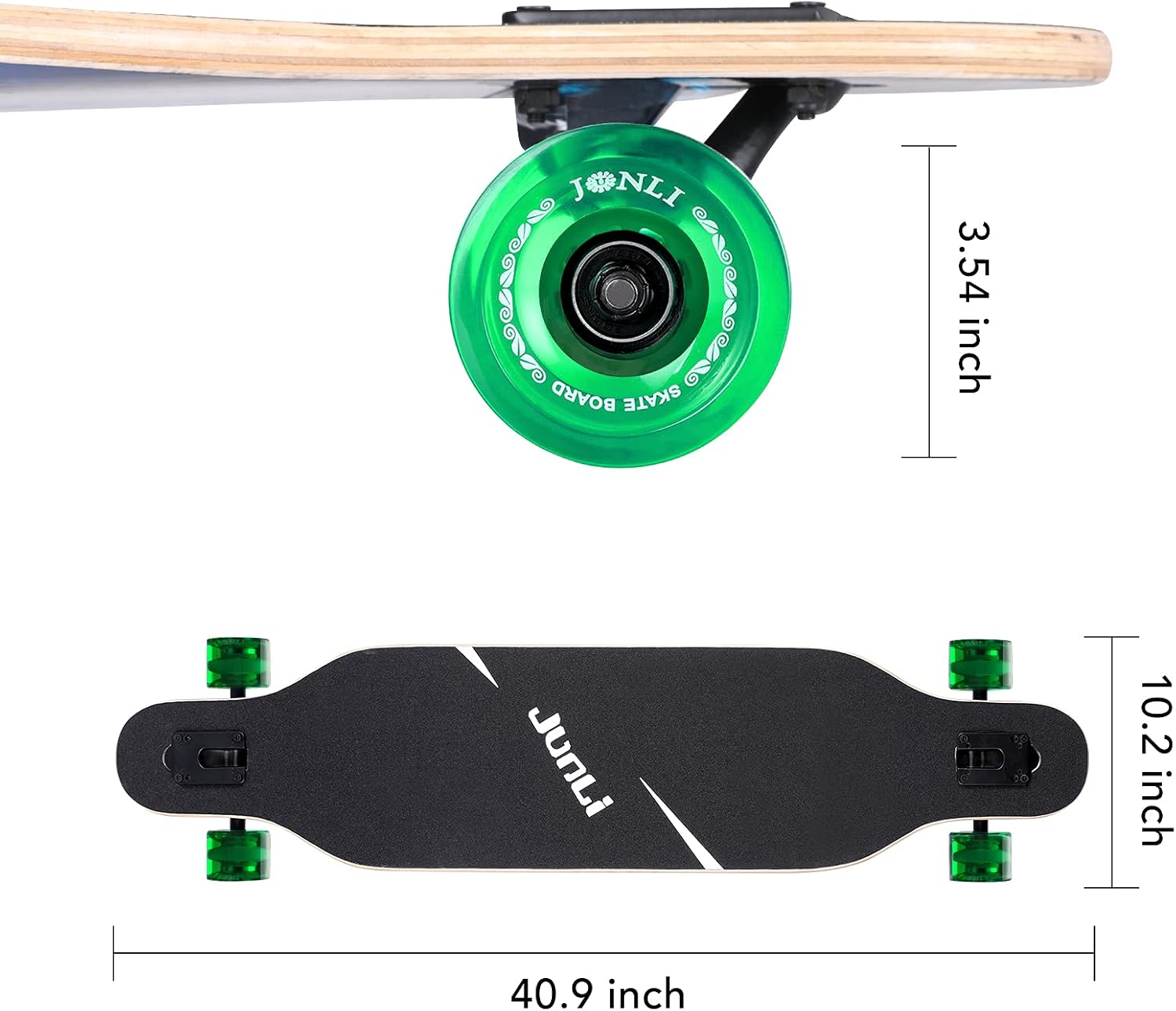 Junli 41 Inch Freeride Skateboard Longboard - Complete Skateboard Cruiser for Cruising, Carving, Free-Style and Downhill