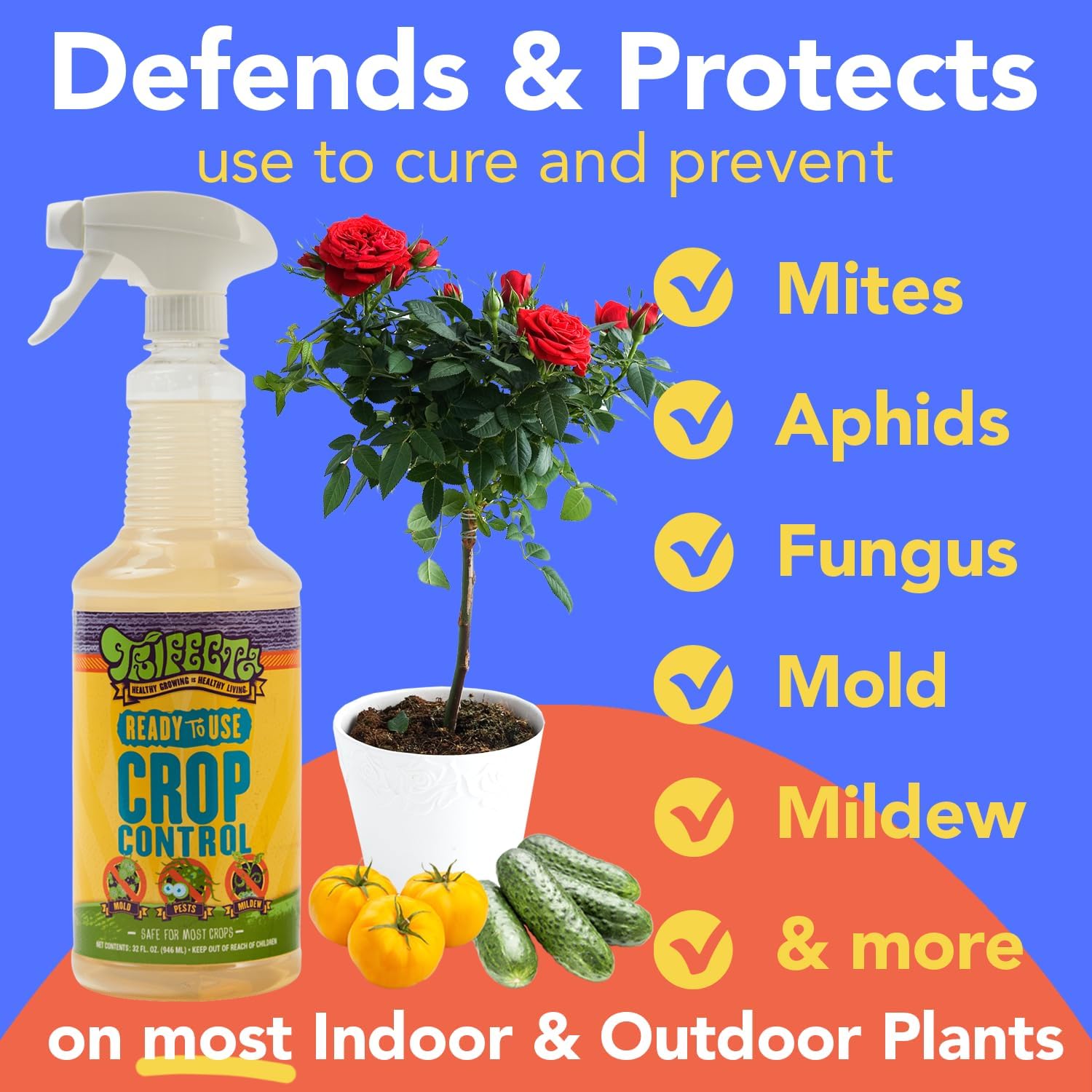 Trifecta Crop Control Super Concentrate | 4 oz | All-in-One Pesticide, Fungicide, Miticide And Insecticide | For Spider Mites, Mildew, Mold And Botrytis