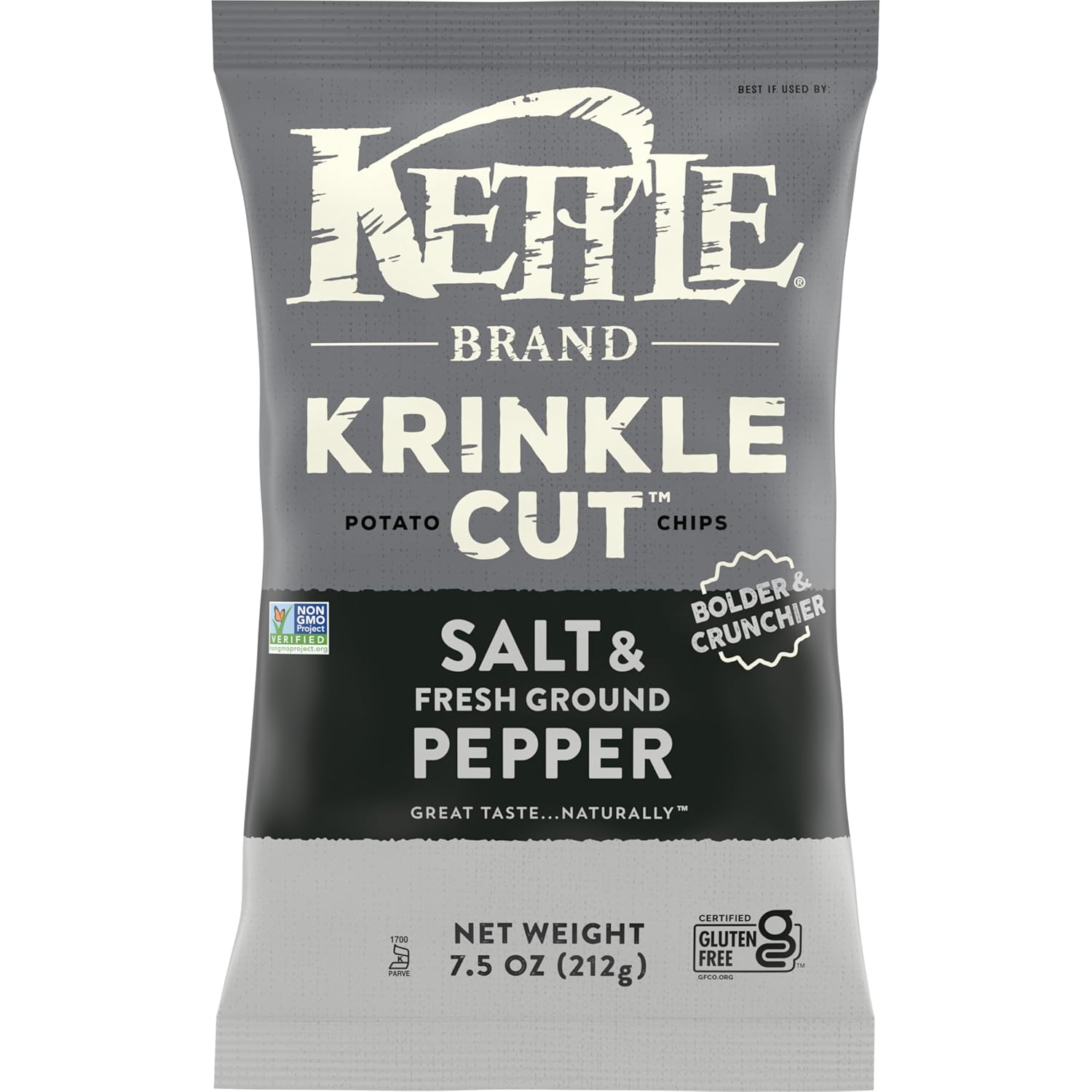 Kettle Brand Krinkle Cut Salt and Fresh Ground Pepper Potato Chips, 13 Oz