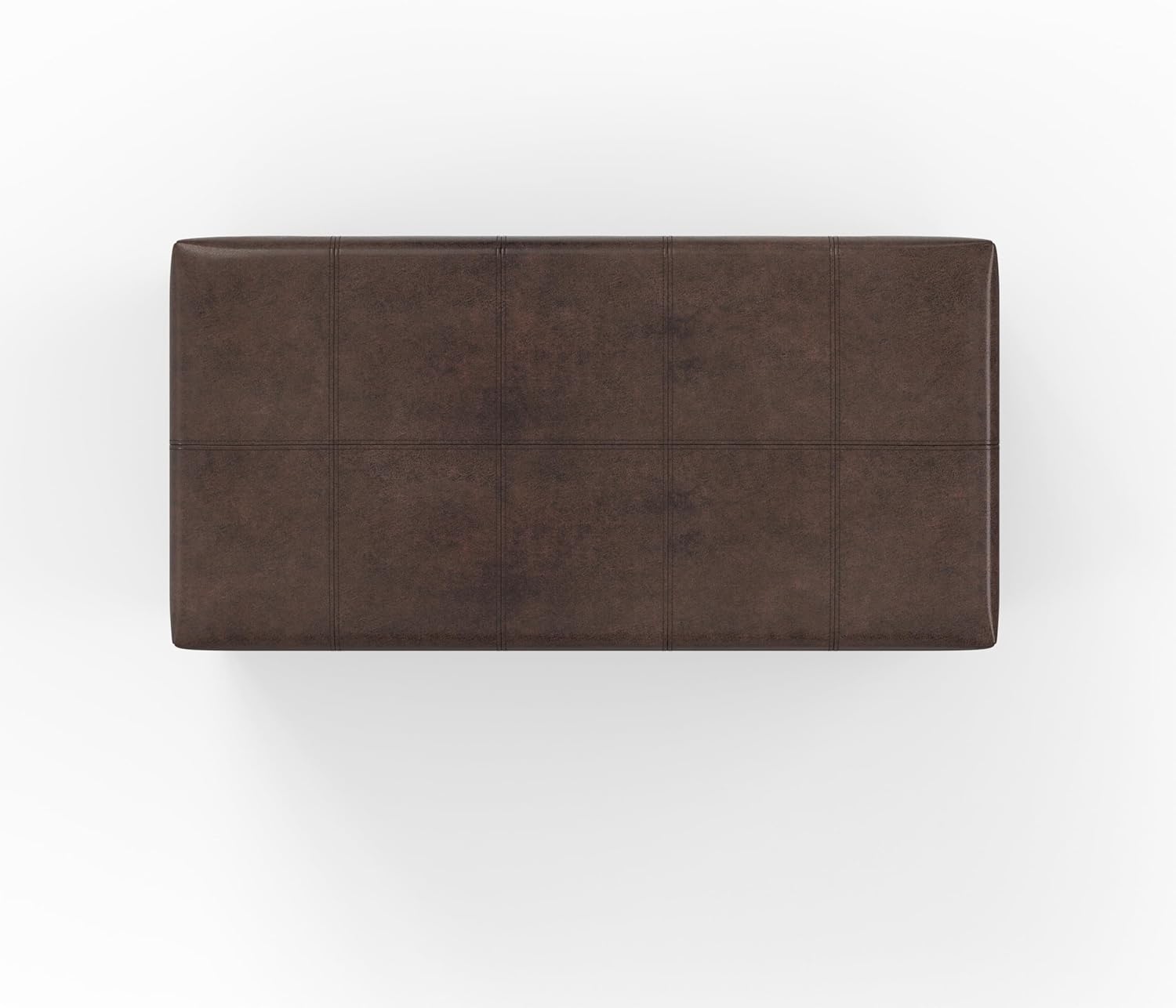 SIMPLIHOME Dover 36" Wide Vegan Leather Storage Ottoman in Midnight Black | Distressed umber brown, contemporary ottoman with lift-top and safety hinges; rectangle storage bench for living room.