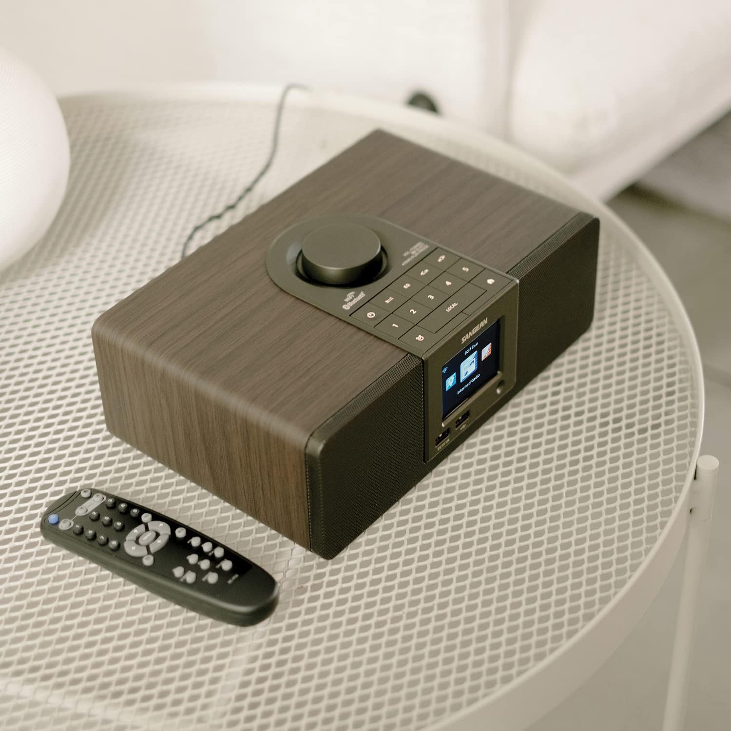 Sangean WFR-32 Internet Radio/AUX/Bluetooth/Smart Local Radio Preference Management/USB Playback and Phone Charging Digital Wooden Cabinet Radio