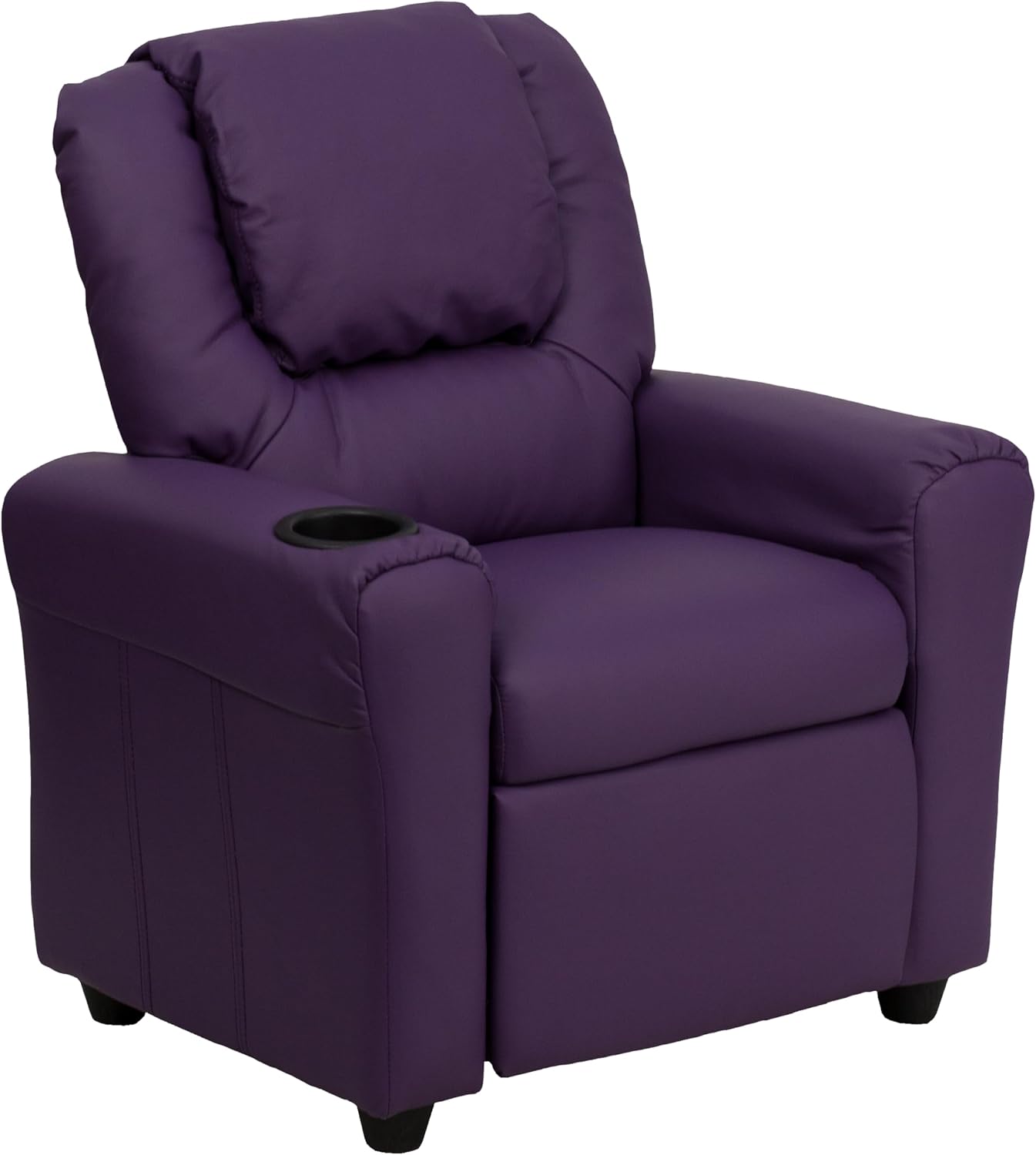 Flash Furniture Vana LeatherSoft Kids Recliner with Cup Holder, Headrest, and Safety Recline, Contemporary Reclining Chair for Kids, Supports up to 90 lbs., Brown | Manual Recline, Padded Seat and Back, Child-Friendly Design, Safety Recline Feature