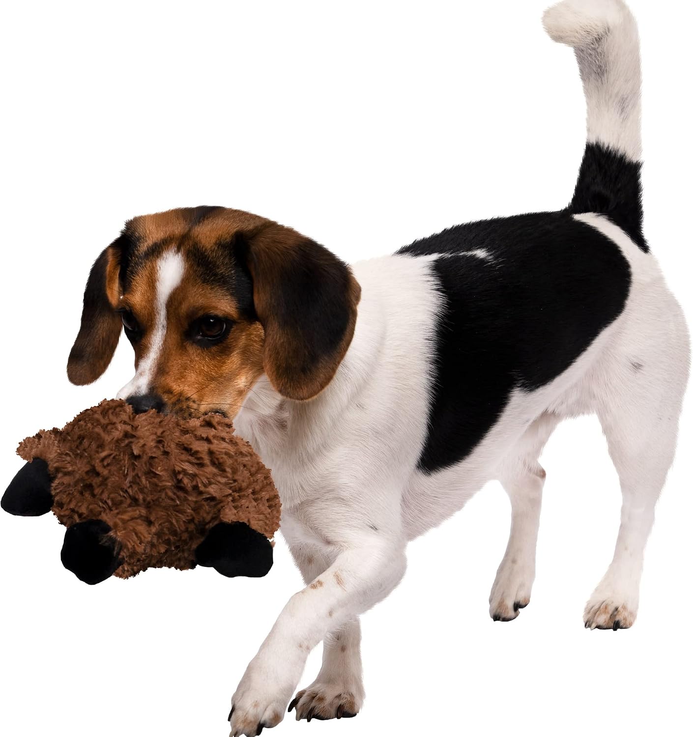 goDog Checkers Just for Me Skinny Cow Squeaky Plush Dog Toy, Chew Guard Technology - White, Mini