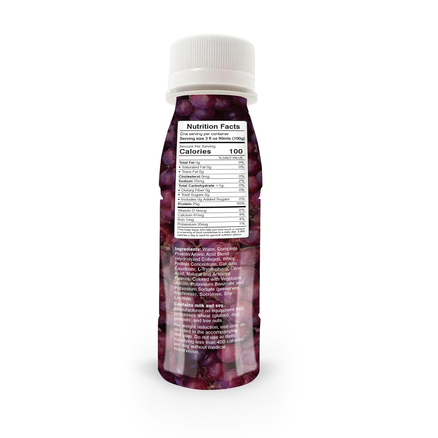 BariatricPal Ready-To-Drink 25g Whey Protein & Collagen Power Shots - Cran Grape (12 Bottles)