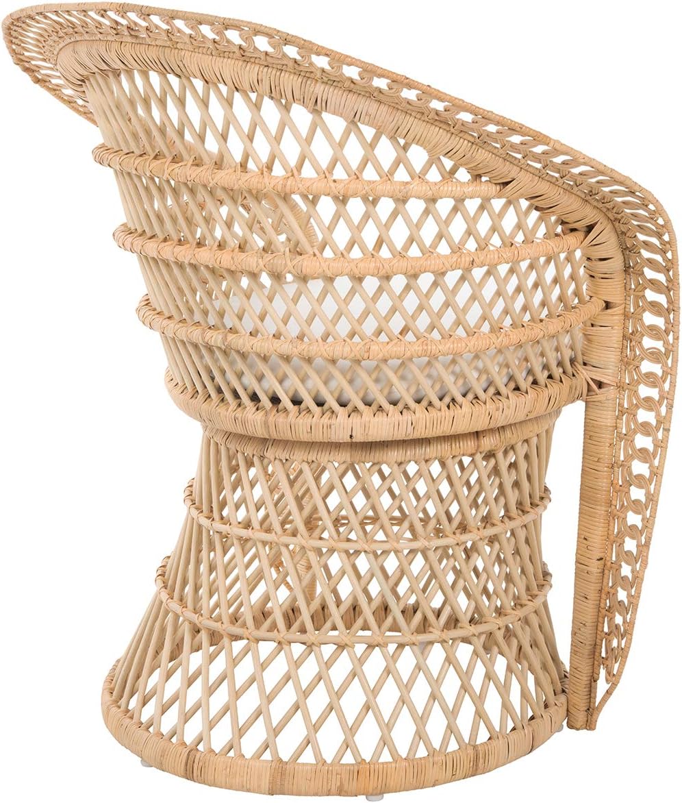 Kouboo Rattan Armchair – Natural Peacock Style Lounge & Dining Chair – Boho Patio Furniture, Indoor Accent Chair for Living Room