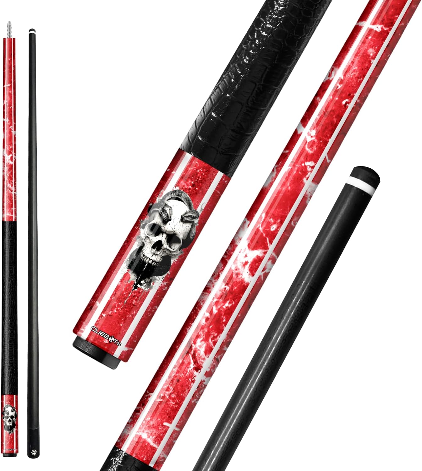 CUEBOTS Glass Fiber Cue, Glass Fiber House Cue Stick, Club Cue, Cue for Beginners, Durable Uni-QR, 3/8-10, 5/16-18 Joint, Long Lasting Glassfiber Shaft, 7-Layer Microfiber Tip