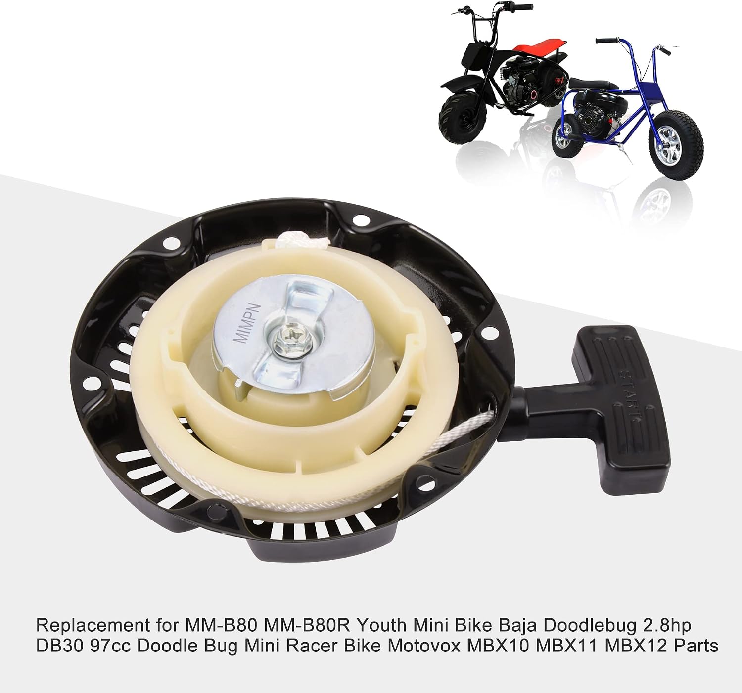 GOOFIT Pull Start Recoil Replacement for MM-B80 MM-B80R Youth Mini Bike Baja Doodlebug 2.8hp DB30 97cc Doodle Bug Mini Racer Bike Motovox MBX10 MBX11 MBX12 Parts