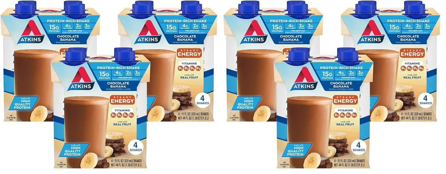 Atkins Milk Chocolate Delight High Protein Shake, 15g Protein, 12 Count | 15g Protein, 3g Fiber, 2g Net Carb, 1g Sugar, Chocolate Flavored, Keto Friendly, Ready to Drink, 12 Count