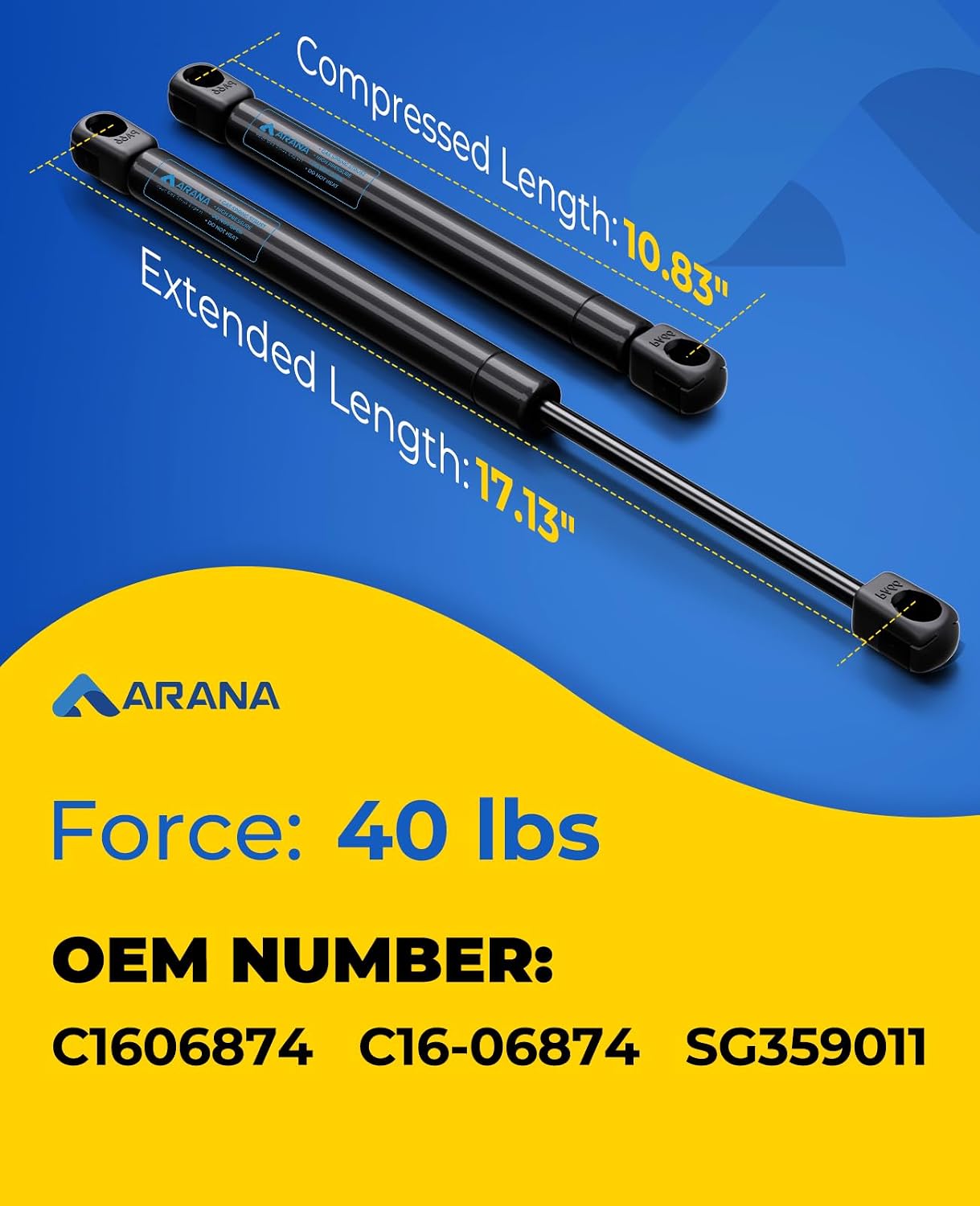 ARANA C16-11028 12 inch 40lb Gas Struts for Weatherguard Tool Box, 2PCS