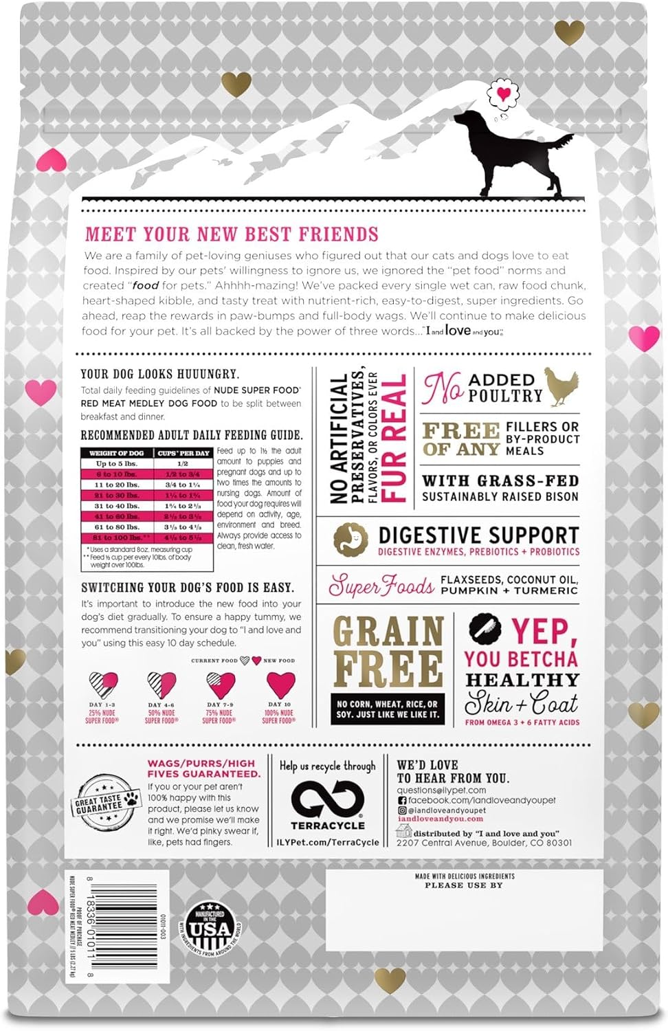 I and love and you Nude Super Food Dry Dog Food - Salmon + Whitefish - Prebiotic + Probiotic, Grain Free, Real Meat, No Fillers, 5lb Bag