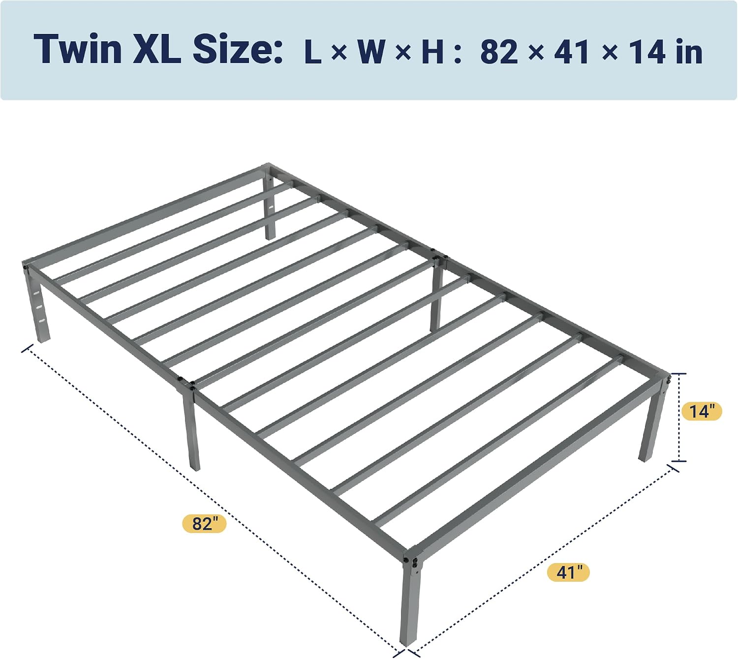 Allewie Full Size Bed Frame, 14 inch Metal Platform Beds with Storage Space, No Box Spring Needed and Easy Assembly, White
