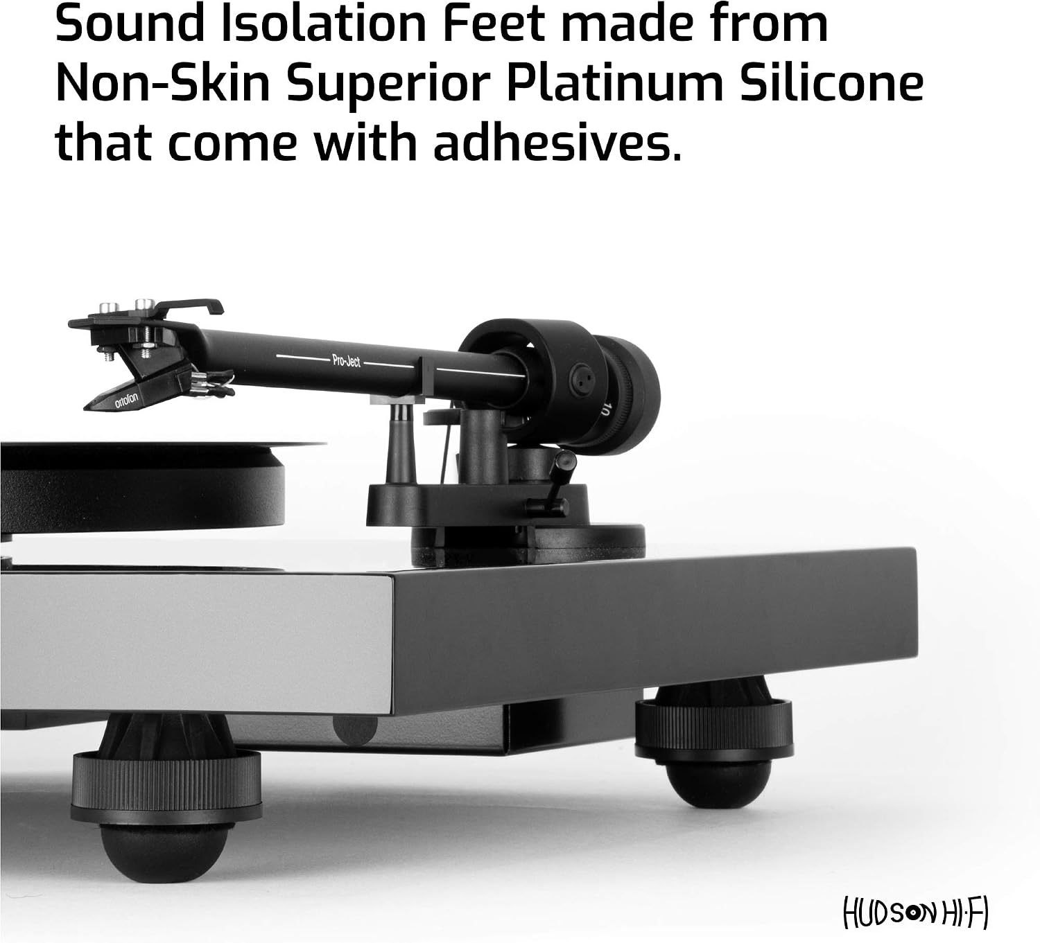 Hudson Hi-Fi Speaker Isolation Feet (4-Pack, 1") – Adhesive Silicone Anti-Vibration Pads for Speakers, Turntables, Subwoofers & Amplifiers, Supports 5-18 lbs Per Pad