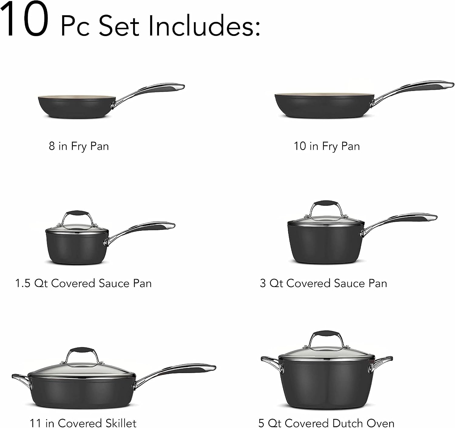 Tramontina Ceramica Deluxe 1.5-Quart Sauce Pan with Glass Lid | Ceramic Non Stick Small Saucepan, Oven-Safe, Metallic Black
