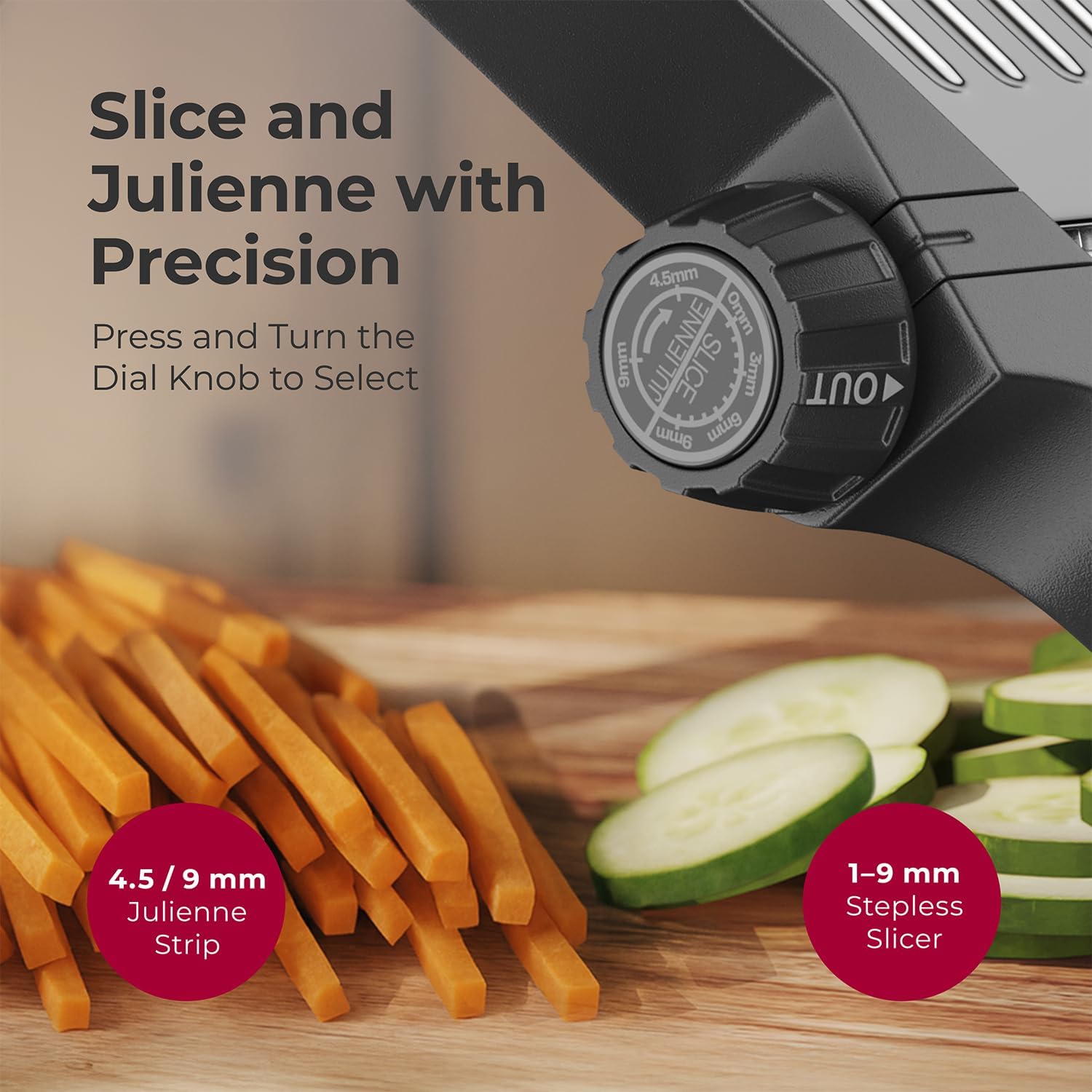 Mueller Austria Mandoline Slicer for Kitchen, Adjustable Vegetable Chopper, Fruit, Cheese Grater, Potato Chips Slicer - Black