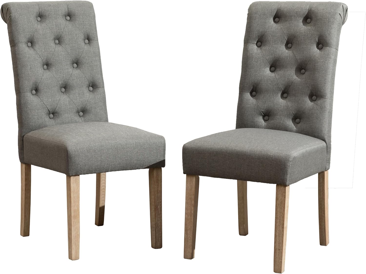 Roundhill Furniture Habit Solid Wood Tufted Parsons Dining Chair (Set of 2), Tan