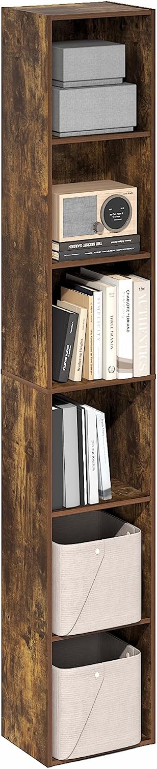 Furinno PASIR Book Shelf, 5-Tier Modern Bookshelf, Open Shelves Bookcase, 9 x 12 x 52, for Living Room, Bedroom, Home Office, Plain White