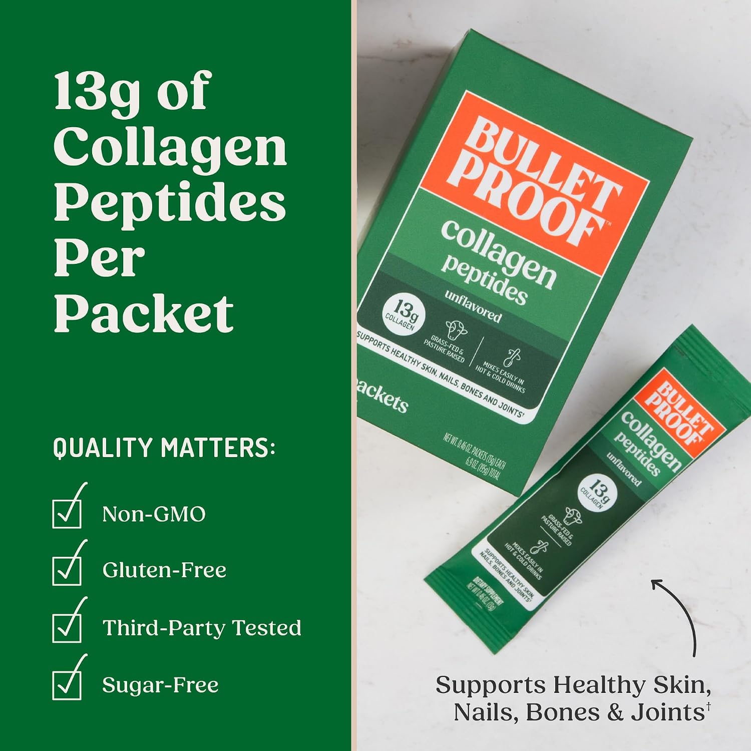 Bulletproof Unflavored Collagen Peptides Protein Powder, 17.6 oz | 20g Grass-Fed Pasture-Raised Collagen Protein and Amino Acids for Skin, Bones and Joints