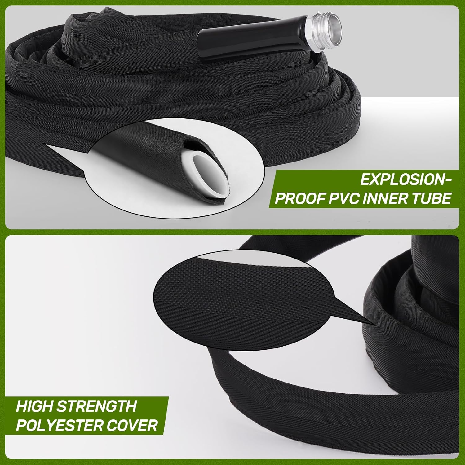 Garden Hose 50ft Non-Expandable Lightweight, Premium Flexible, Kink-Resistant Design, Extra Durable & Leakproof with Solid Fittings