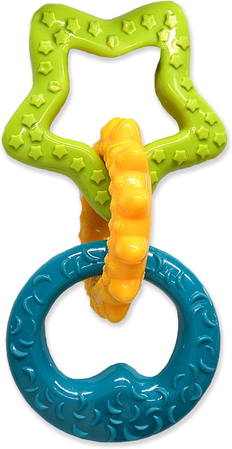 Nylabone Puppy Pacifier Chew Toy, Teething Toys for Puppies up to 25 lbs | Puppy teething toys with bacon flavor, soft material, textured nubs massage gums